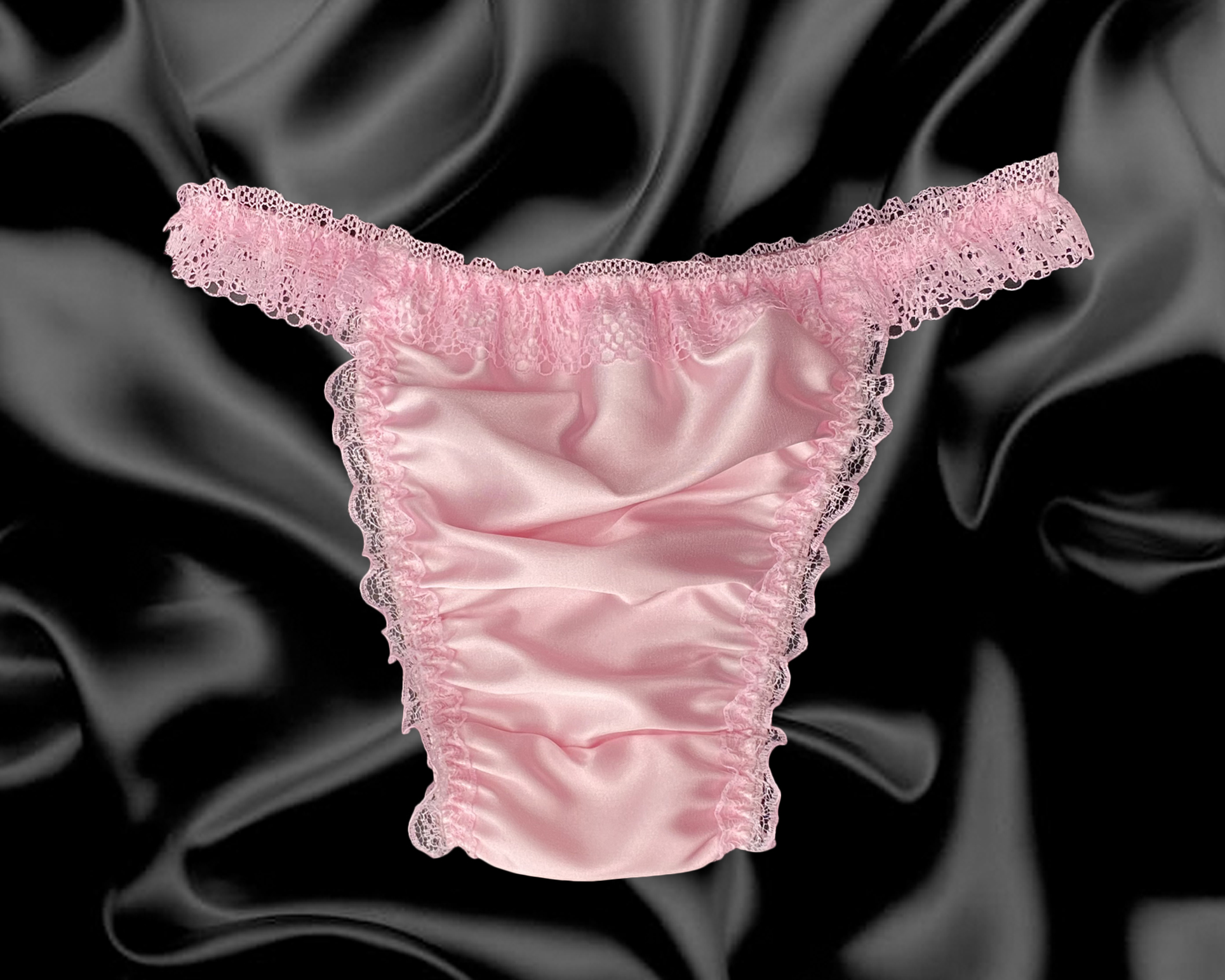 Baby Pink Satin Silky Sissy Frilly Lace Bikini Tanga Knickers Briefs Panties Ebay