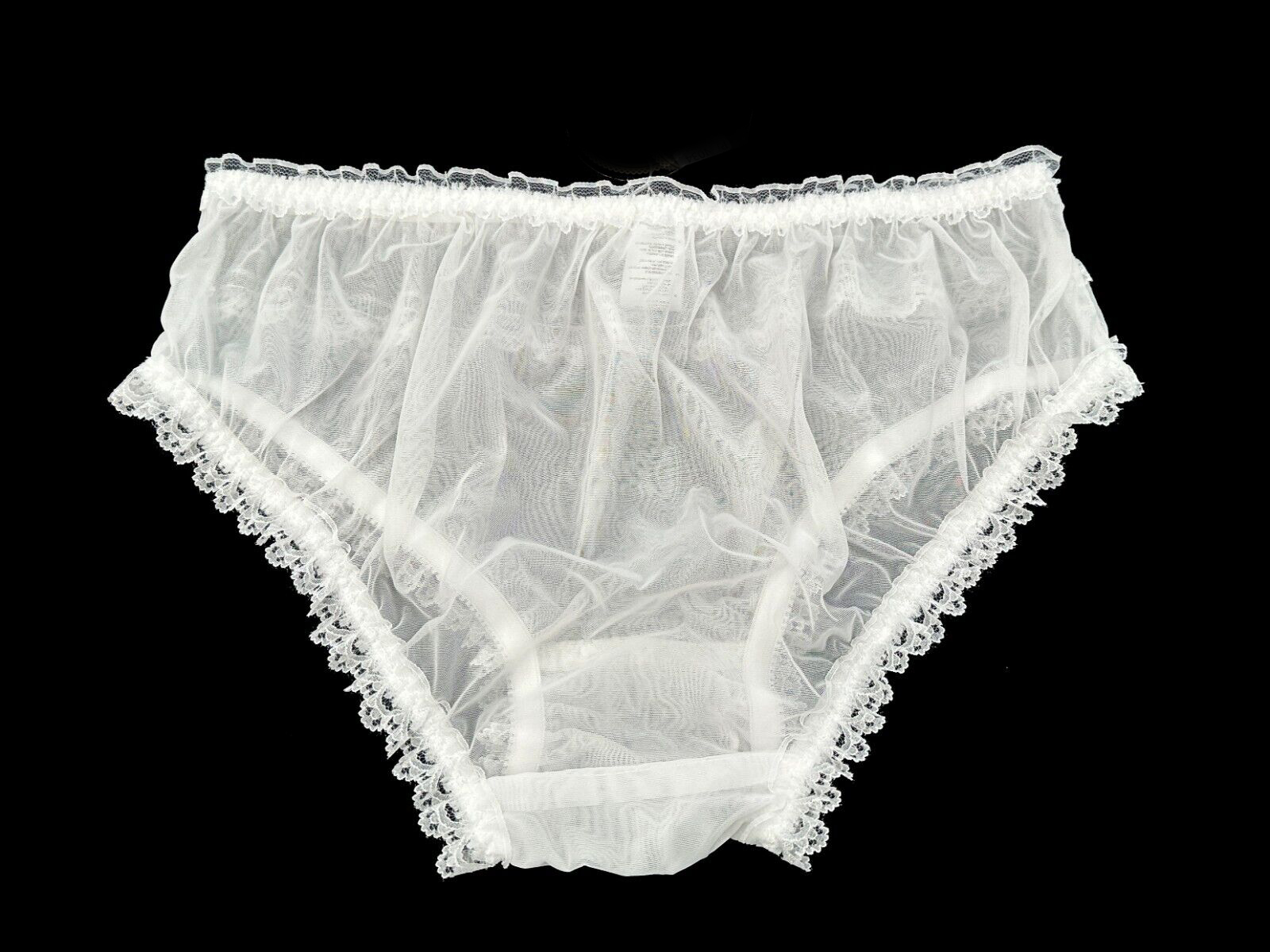 Ivory Sheer Sissy Soft Nylon Frilly Satin Bow Briefs Panties Knickers Size  10-20