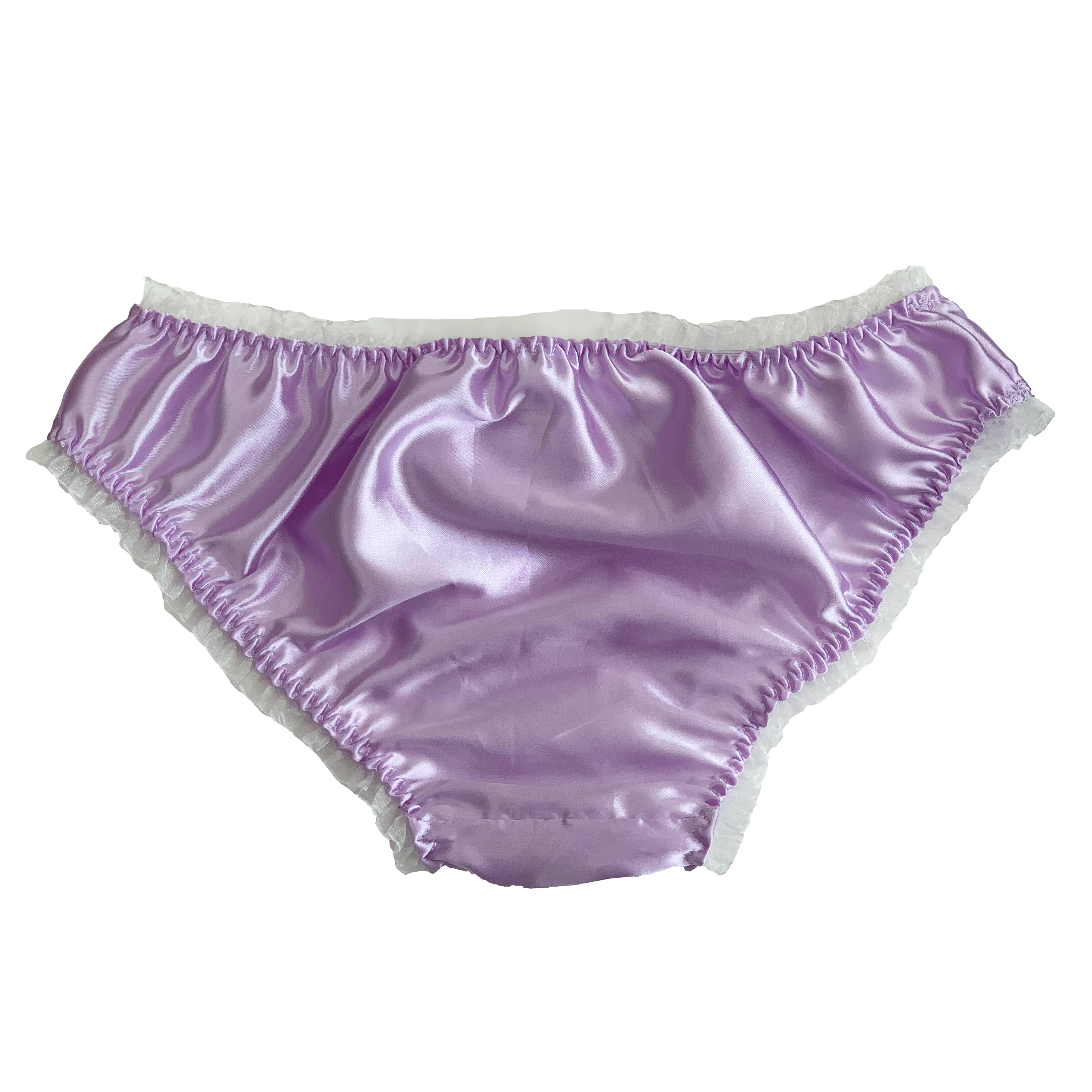 Liliac Satin Sissy Frilly Panties Bikini Knicker Underwear Briefs Size 10 20 1480 Picclick 