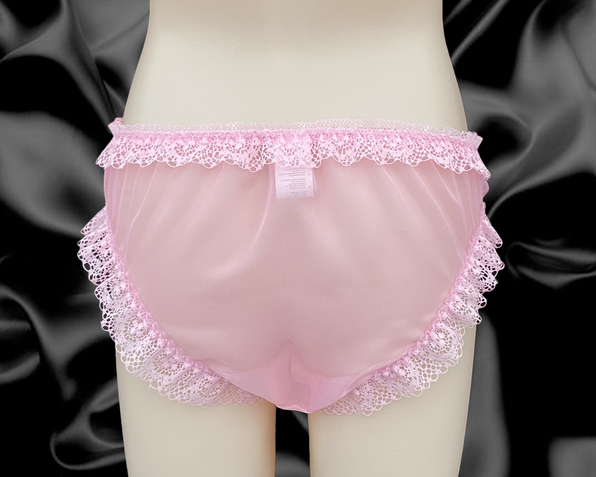 эскиз 7 - Baby Pink Sissy Sheer Soft Nylon Frilly Lace Briefs Panties Knick...