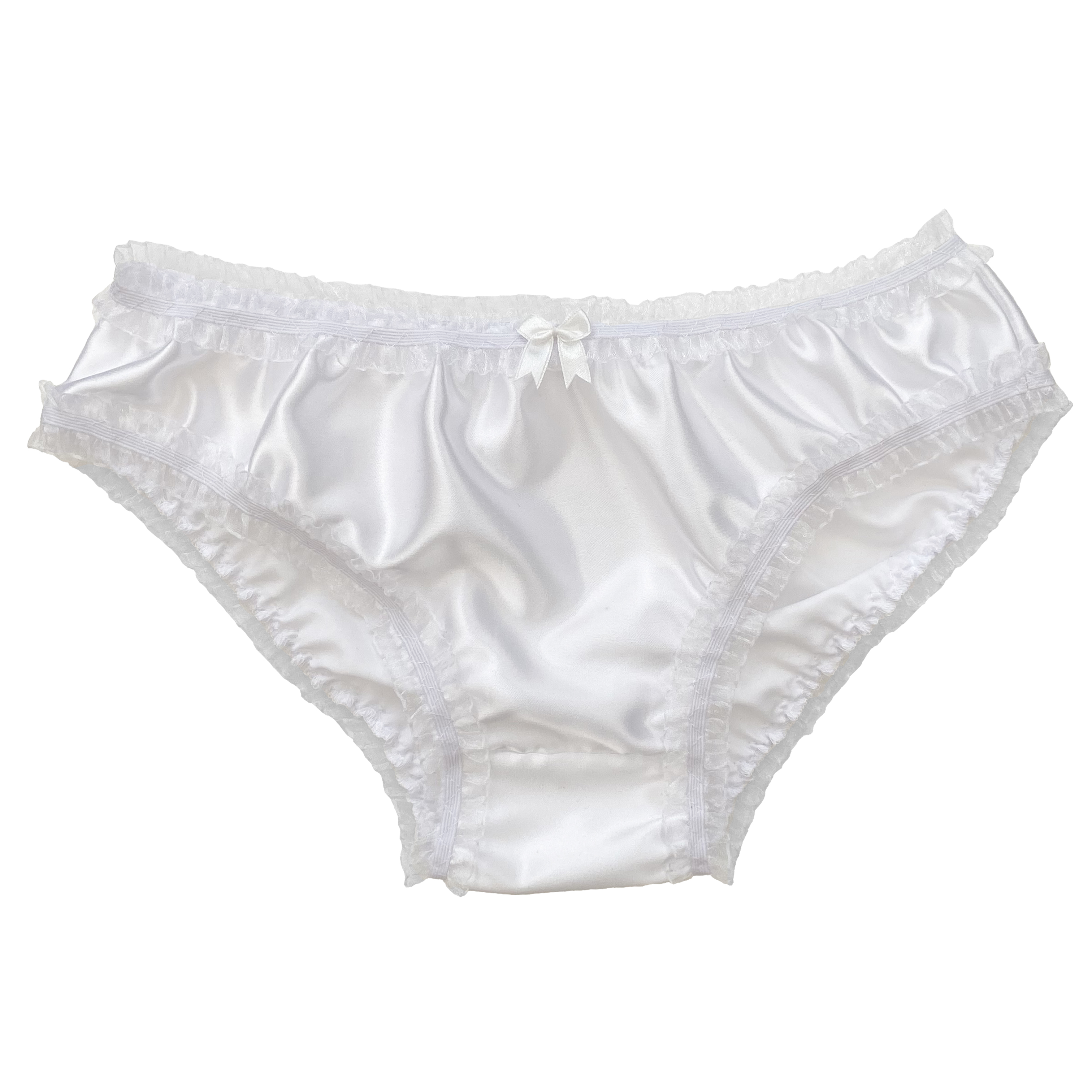 White Satin Lace Sissy Full Panties Bikini Knicker Underwear Size My