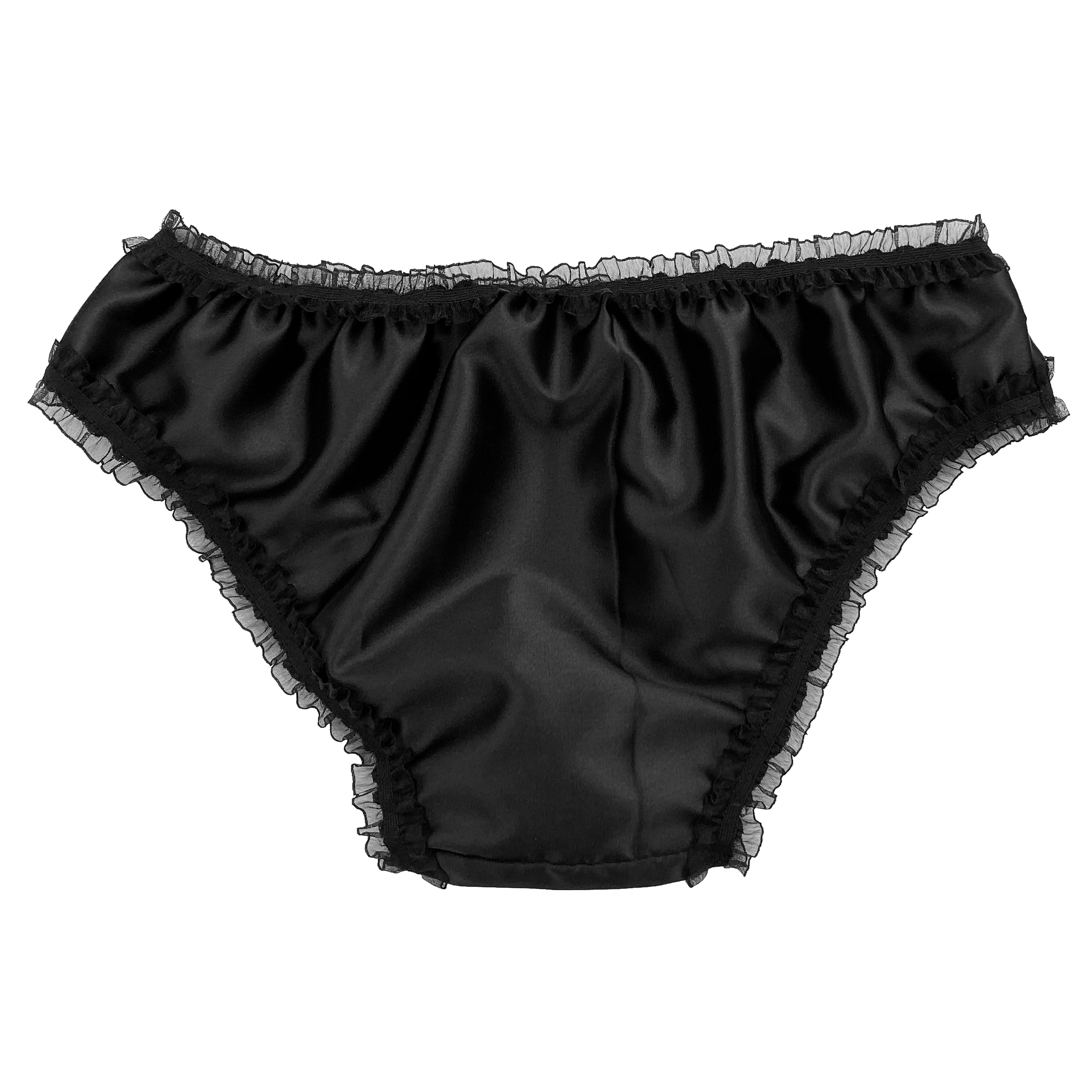 Black Satin Silky Lace Sissy Panties Bikini Briefs Knickers Underwear ...