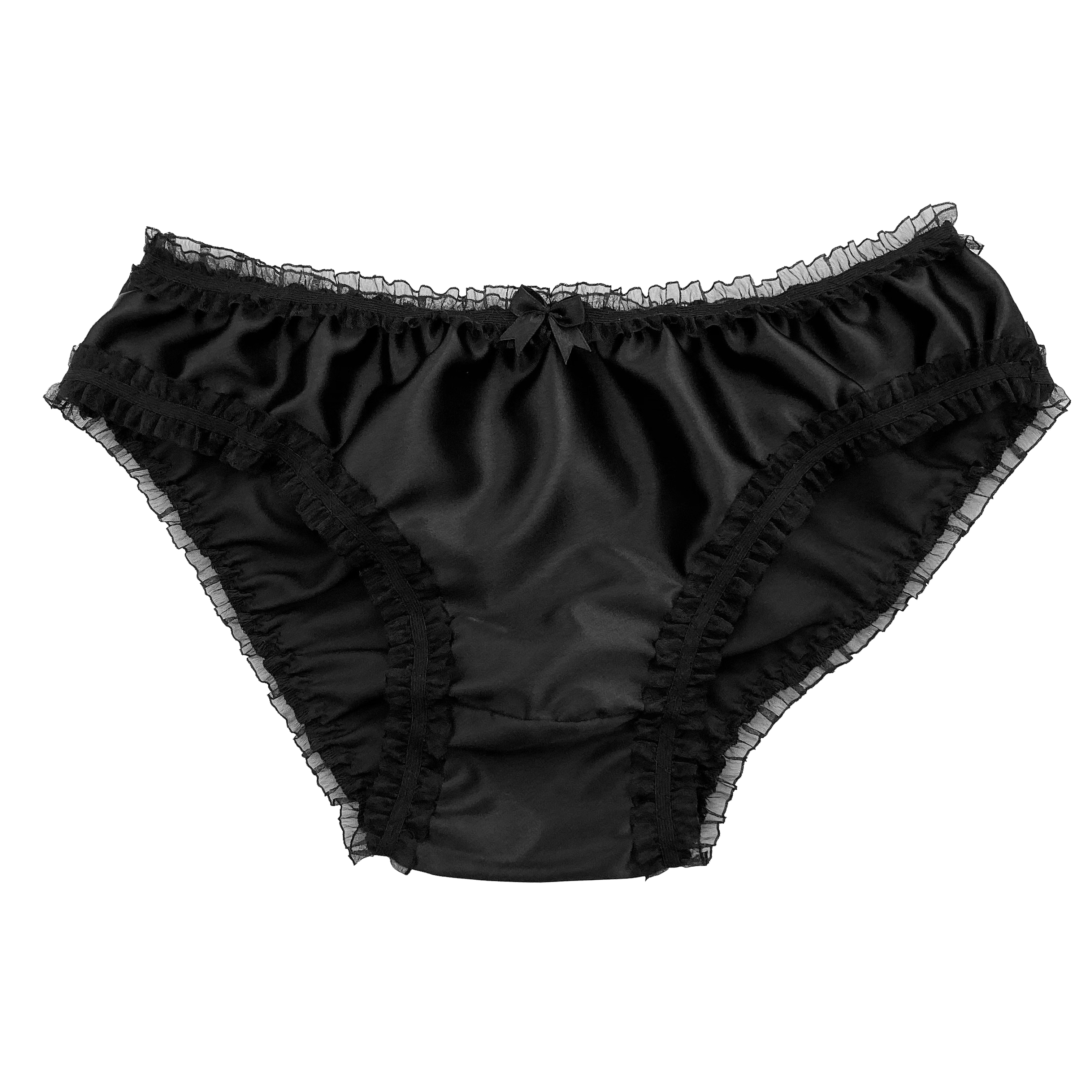 Black Satin Silky Lace Sissy Panties Bikini Briefs Knicke