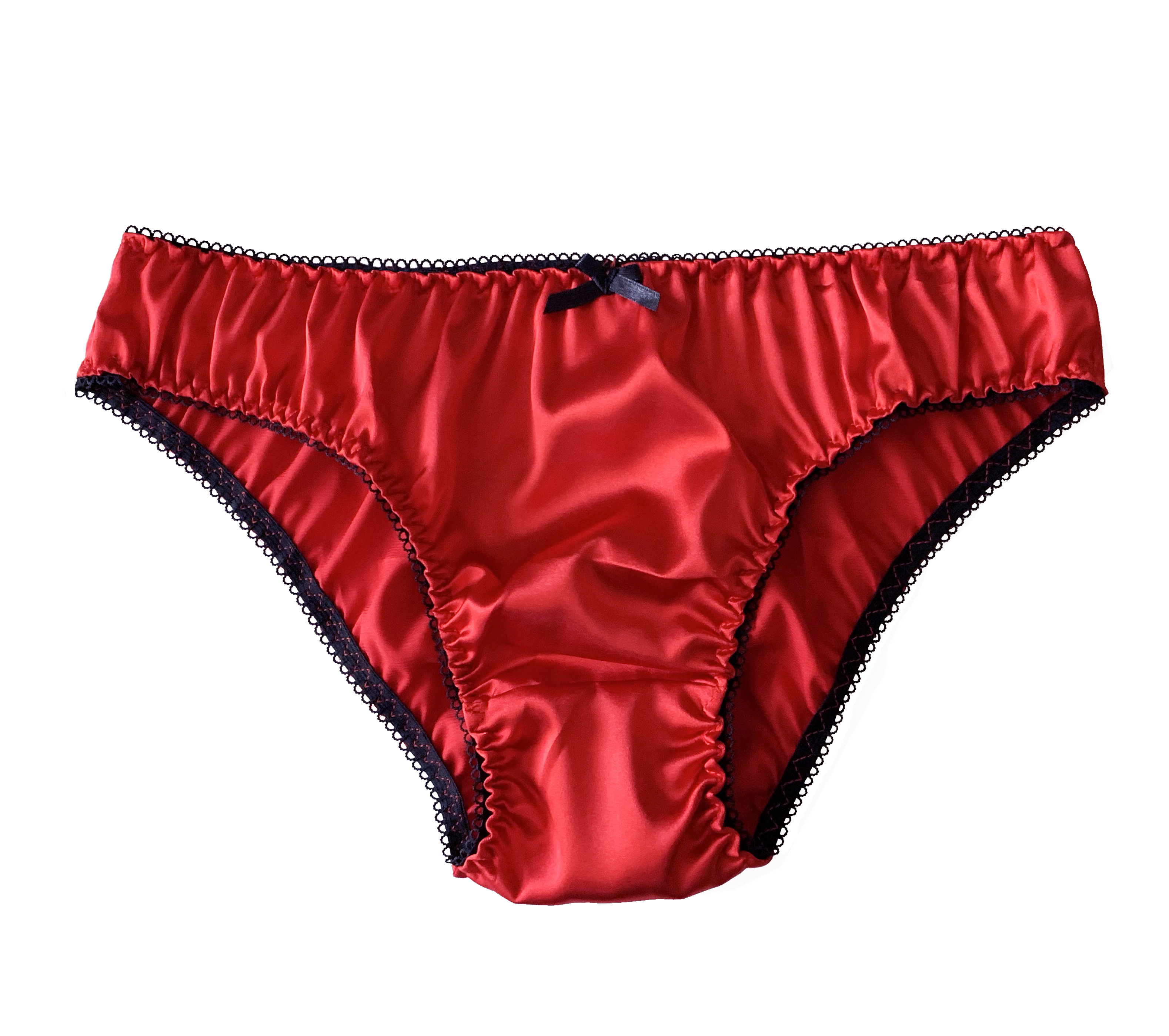 Red Satin Frilly Sissy Panties Bikini Knicker Underwear Briefs Size 10 20 Ebay 