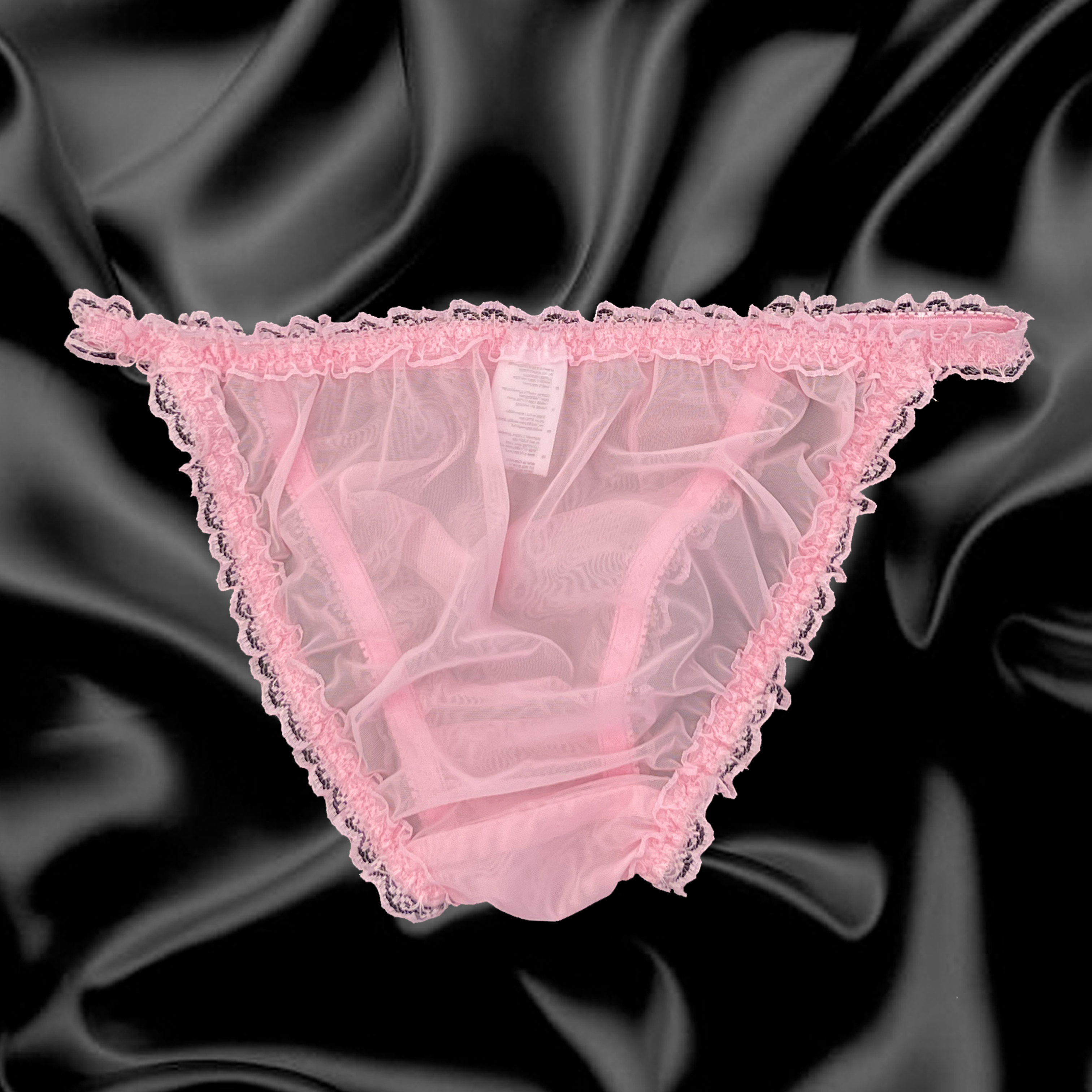 Baby Pink Sissy Sheer Soft Nylon Frilly Tanga Bikini Panties Knickers Size  10-20