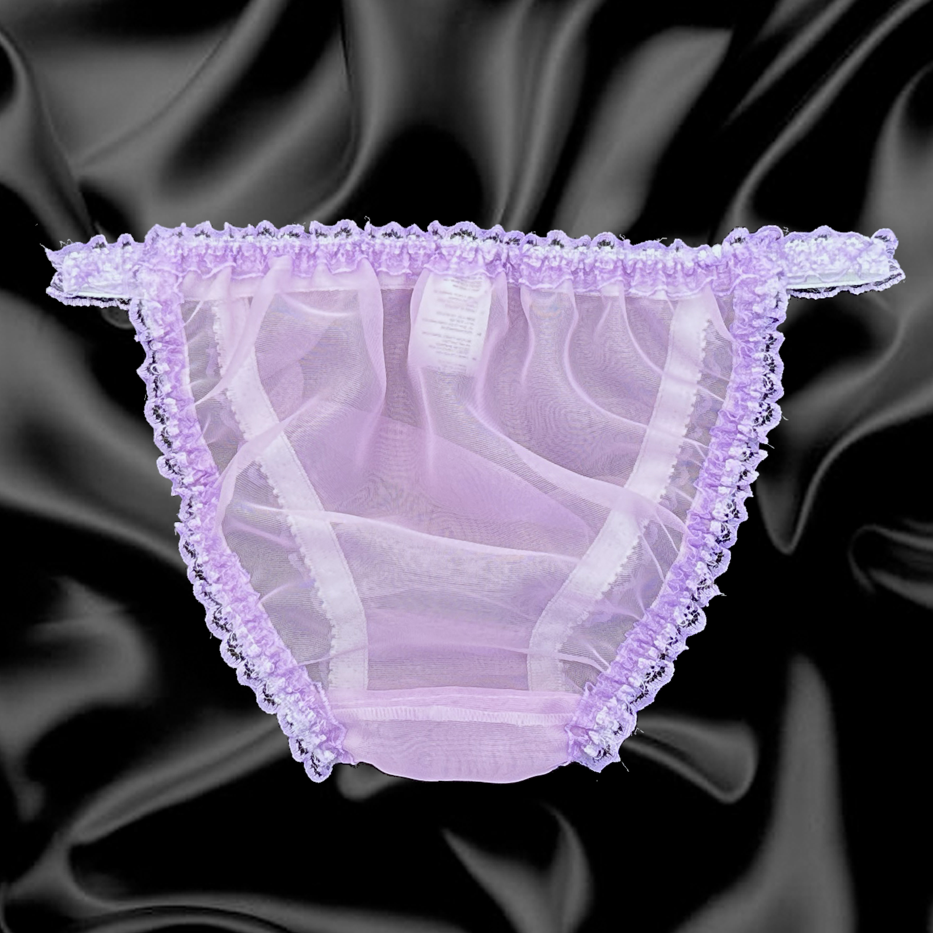 Lilac Sissy Sheer Soft Nylon Frilly Tanga Bikini Panties Knickers Size 10-20