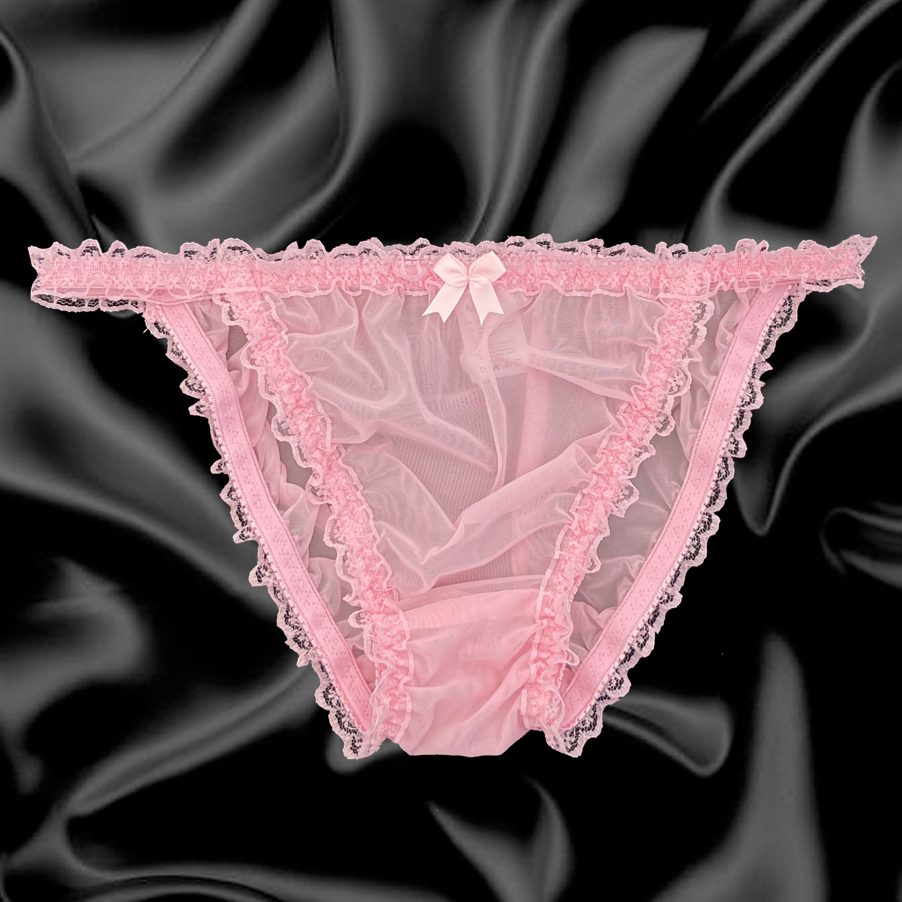 Satini Women's Tanga Bikini Lingerie Briefs Panties Satin Frilly Lace  Knickers