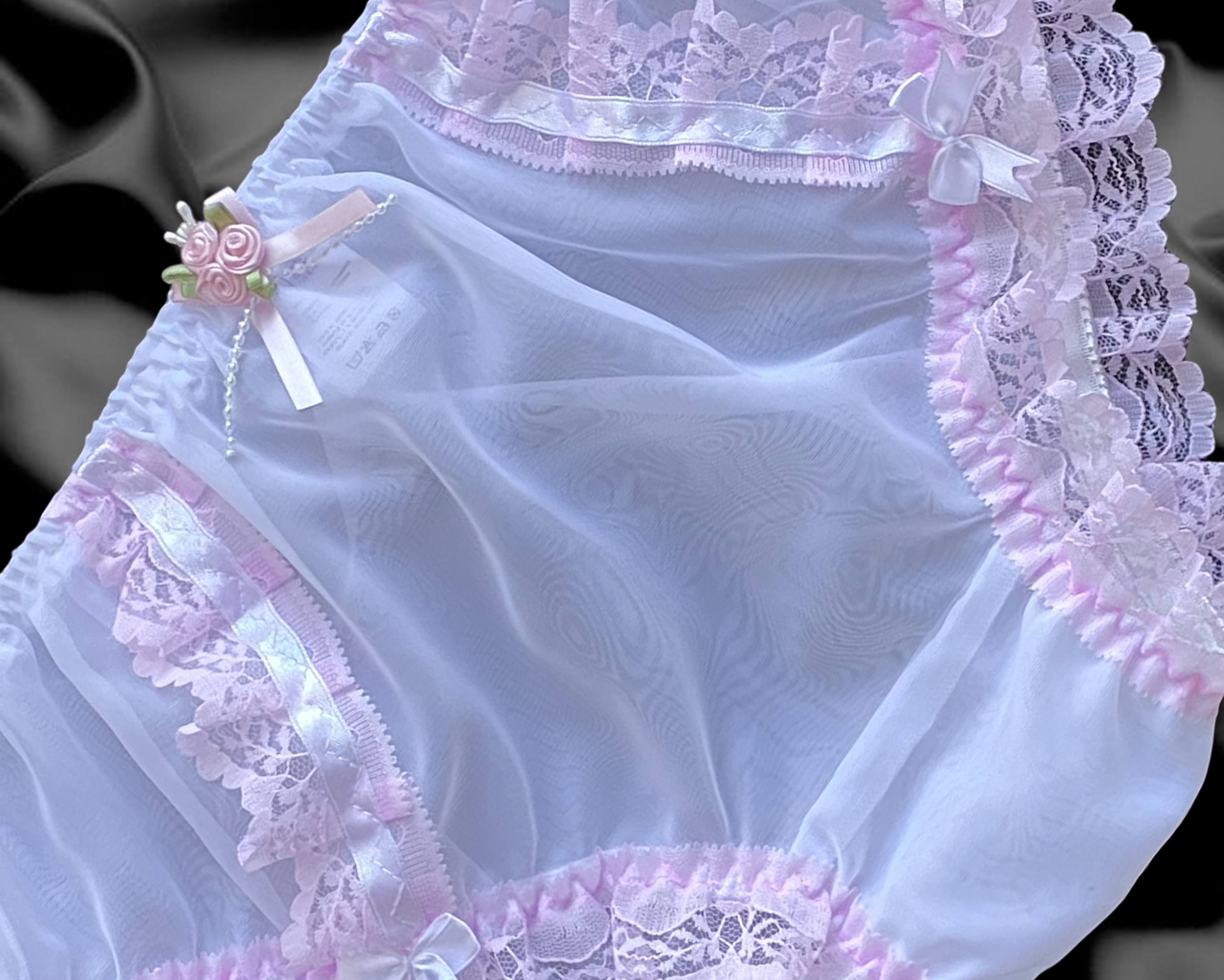 White Frilly Sissy Sheer Soft Nylon Satin Bow Briefs Panties Knickers Size 10 20 Ebay