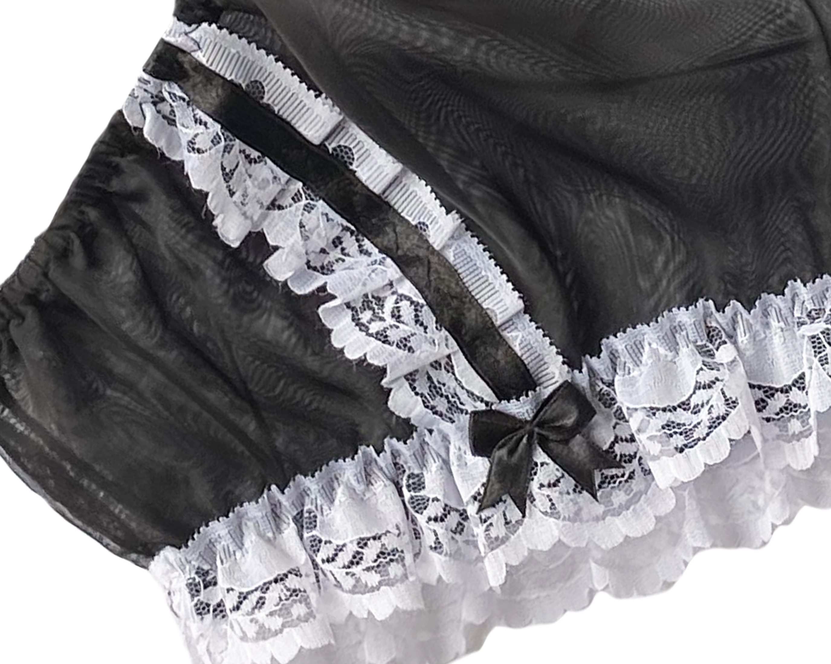 Black Frilly Sissy Sheer Soft Nylon Satin Bow Briefs Panties Knickers Size 10 20 £1599 