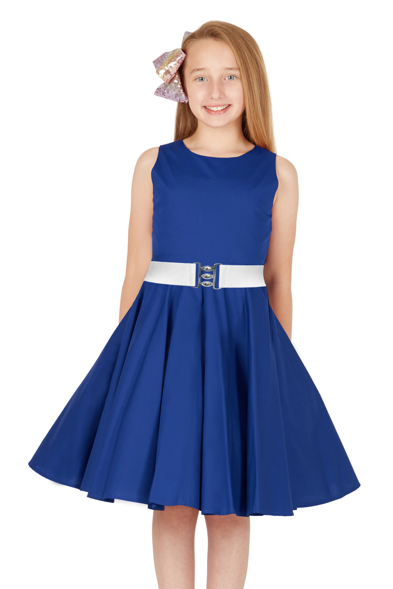 Girls 2 Inches Wide Clasp Buckle Clasp Elastic Waist Dress Belt Ages 3 - 14 YRS - Picture 13 of 17