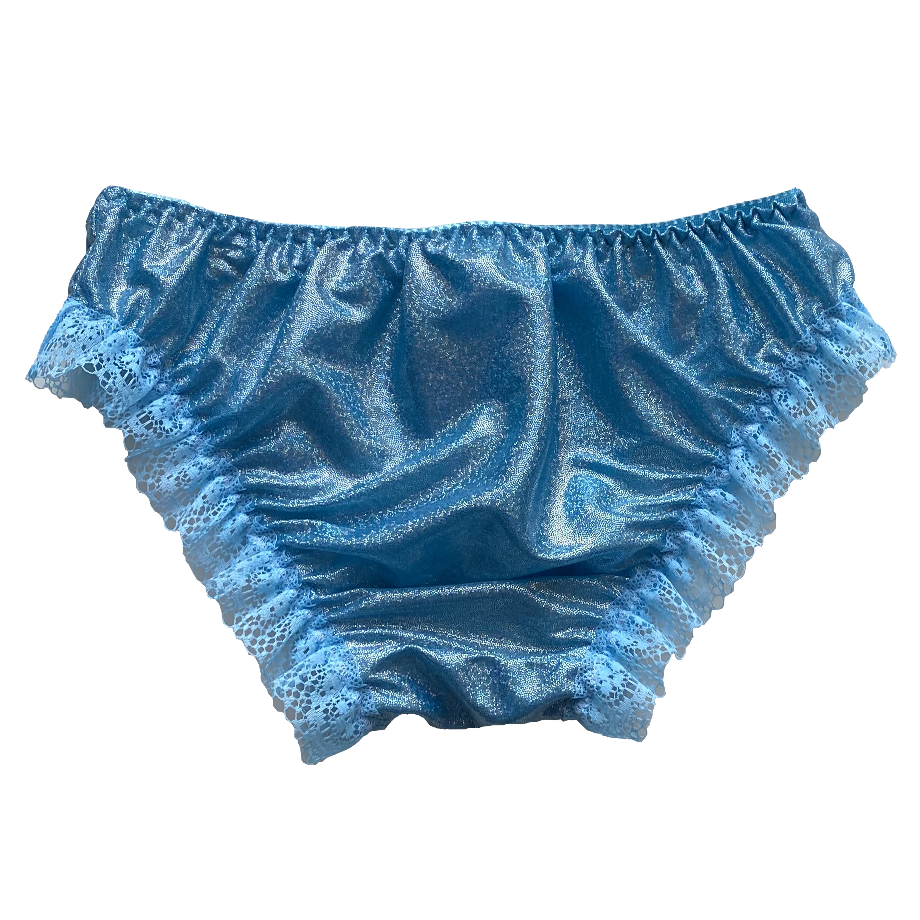 Aqua Shinny Lace Sissy Frilly Full Panties Bikini Knicker Underwear ...