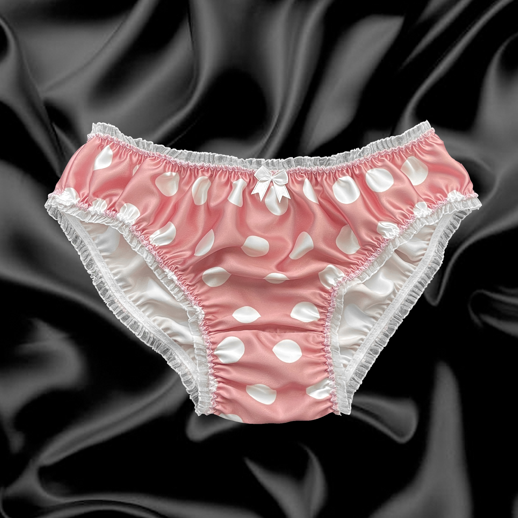 Pink Sissy Satin Polkadot Frilly Bows Panties Bikini Knicker Briefs Size 10 20 Ebay