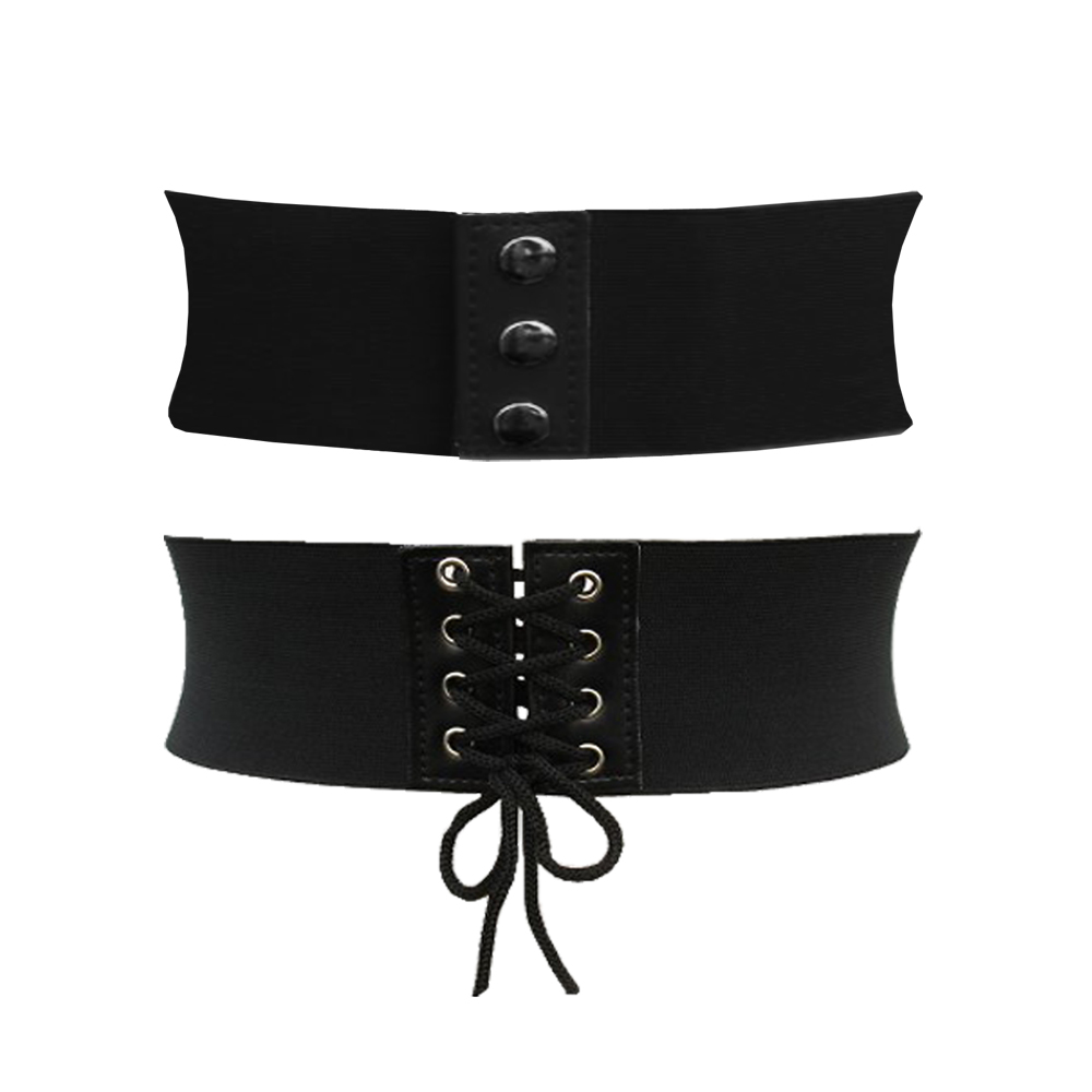 Black Butterfly 3 Inch Wide Corset Button Fastening Lace Up Elastic ...