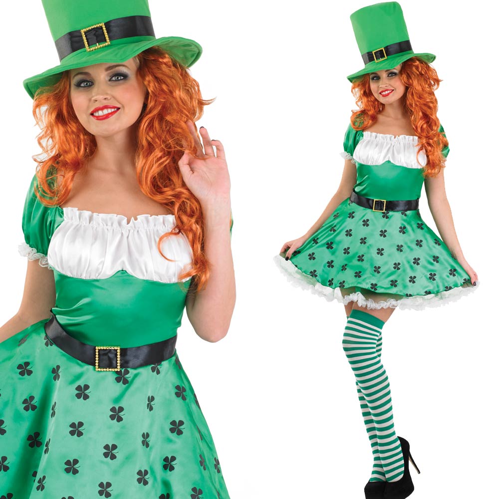 Leprechaun Fancy Dress Costume PLUS HAT - Ladies Mens Irish St Patricks ...