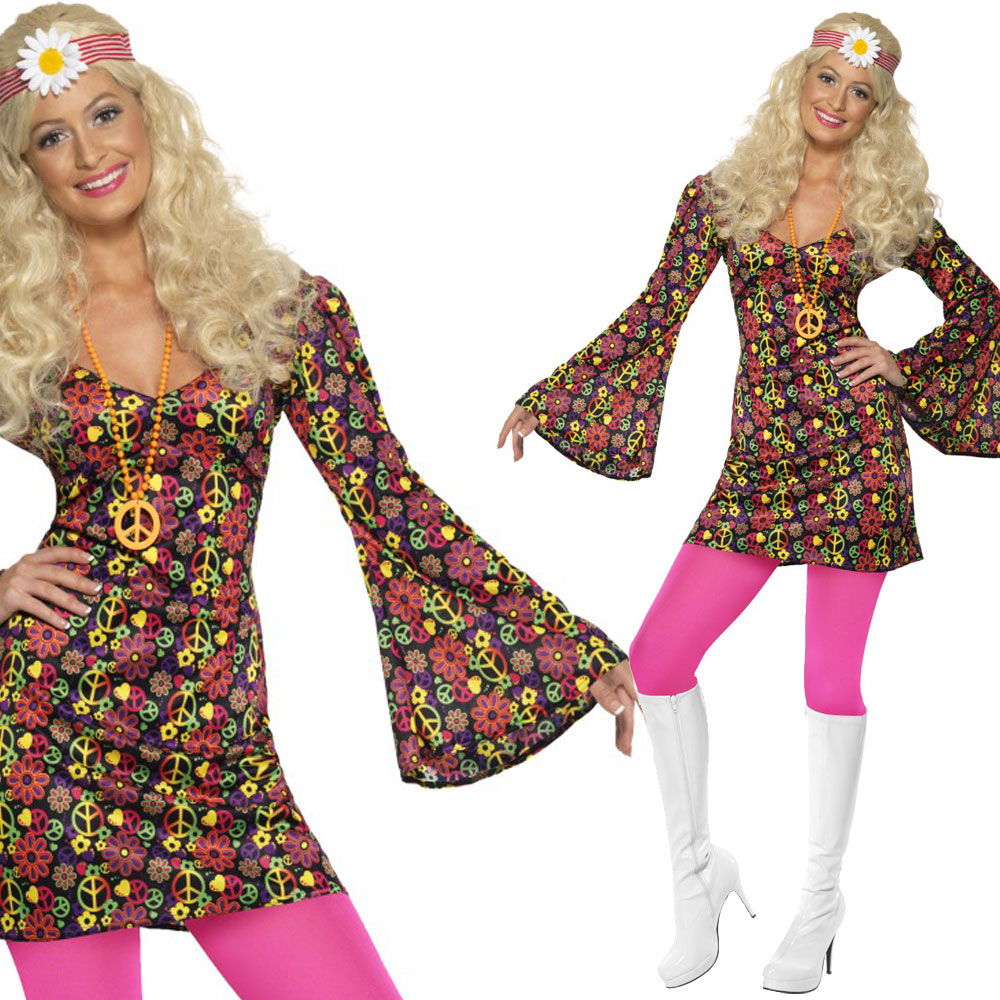 Kostüm Verkleidung Damen Hippie 1960er 60er Sechziger Jahre Outfit | eBay