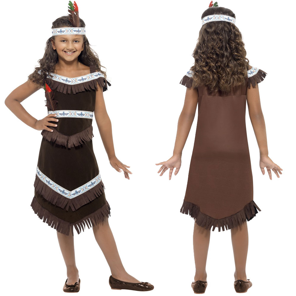 Kids Native American Girl Boy Costume Childrens Fancy Dress Outfit Smiffys