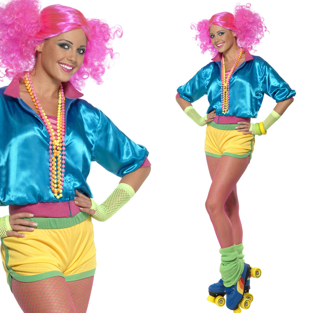 Ladies 80s Fancy Dress Costume - Neon Skater Girl 1980s Outfit | eBay