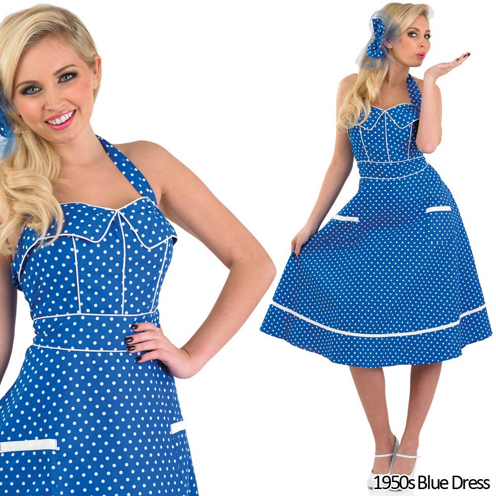 30s Fancy Dress - Ladies 1930s Costume Womens Rock N Roll Polka Dot ...