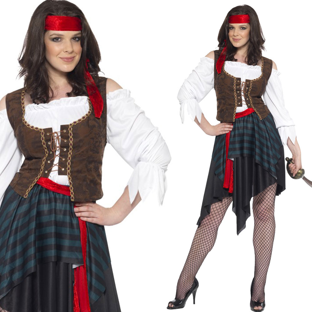 Womens Pirate Fancy Dress - Ladies Caribbean Film Character Costume ...