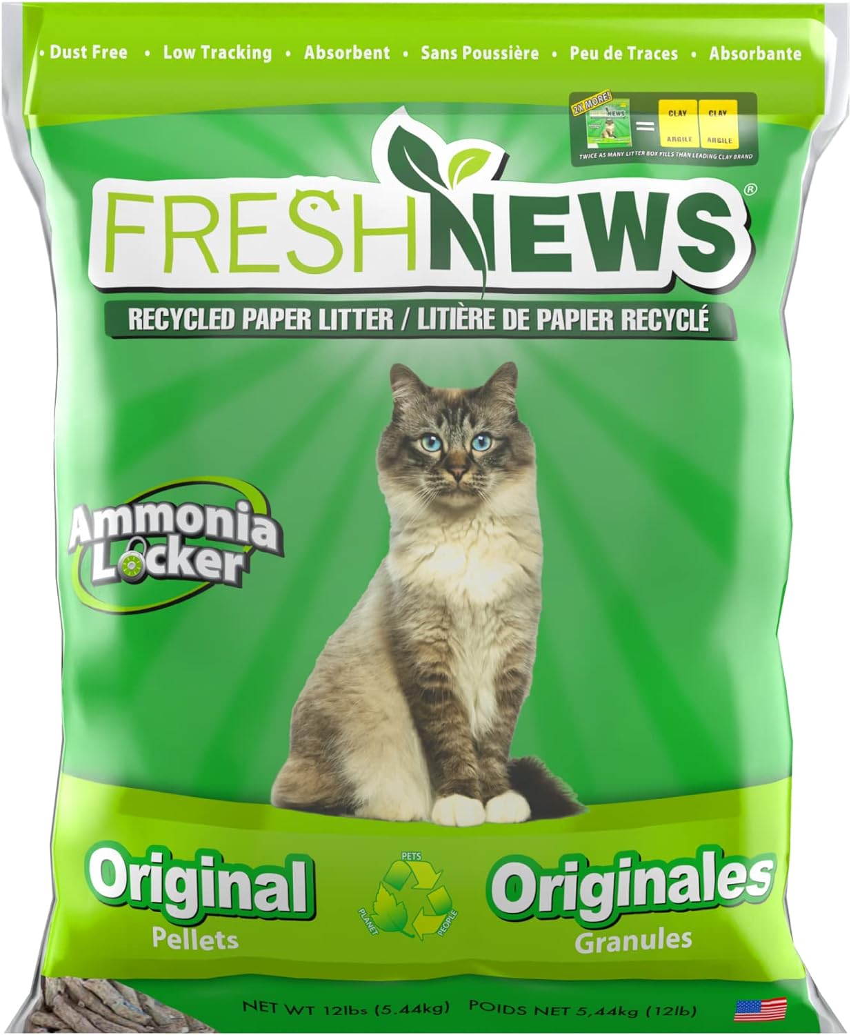 Fresh News Cat Litter Recycled Paper Pellets Neutralise Odour 5.45kg/11.36kg - Picture 2 of 3