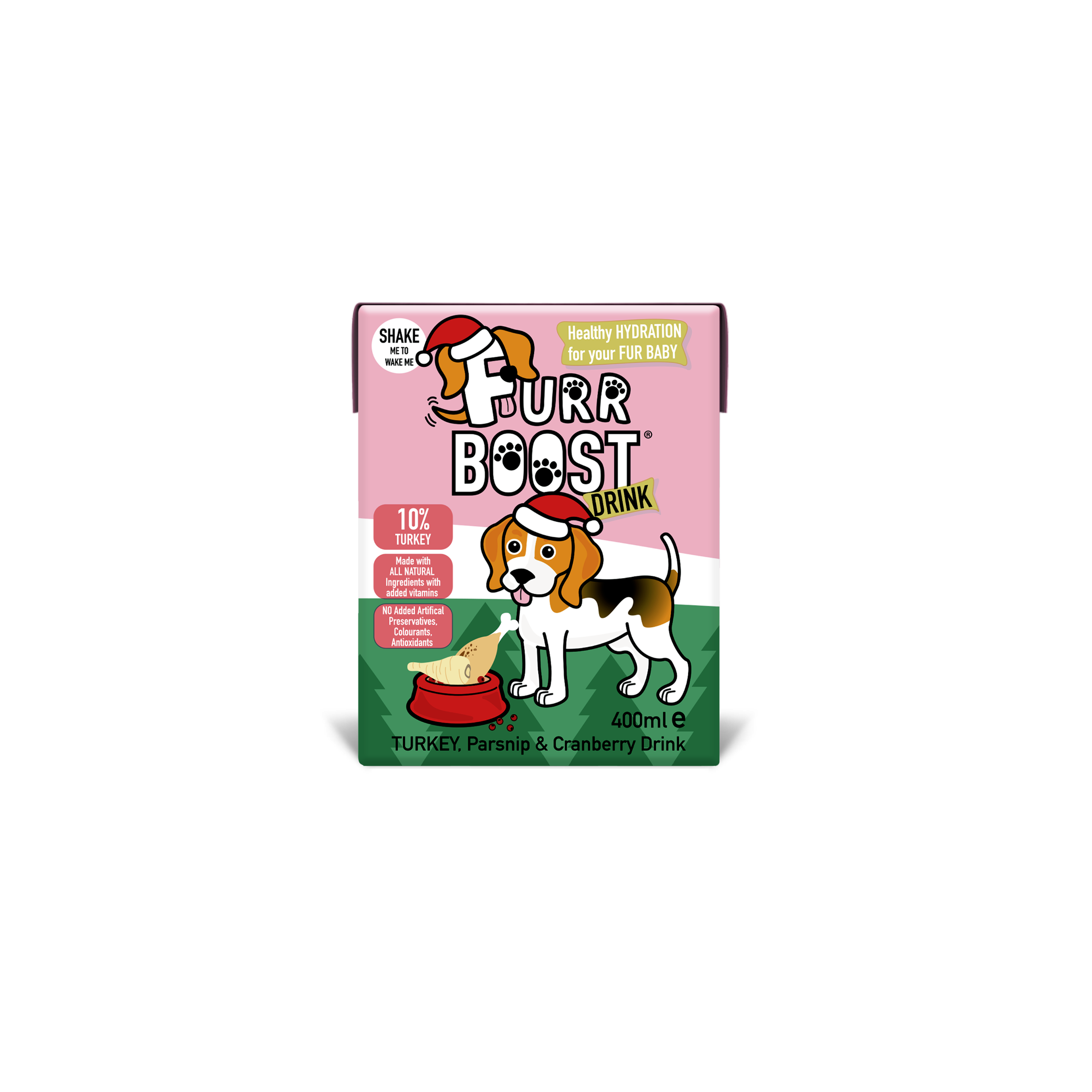 Furr Boost Turkey & Cranberry Christmas Edition Dog Drink Hydration 400ml x 1/12