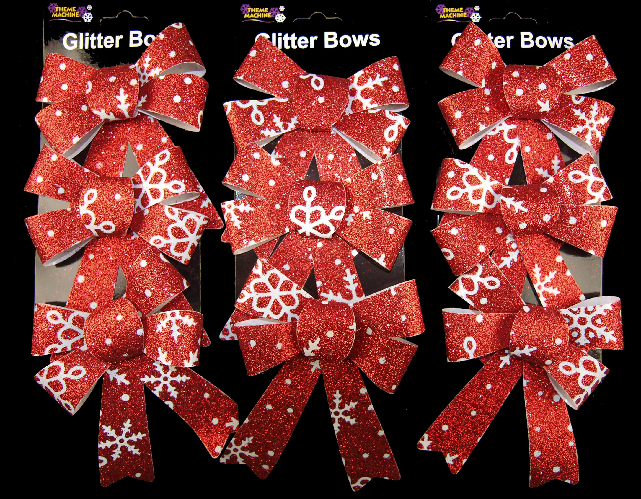 Glitter Bow Christmas Tree Baubles Decorations (Set of 9) eBay