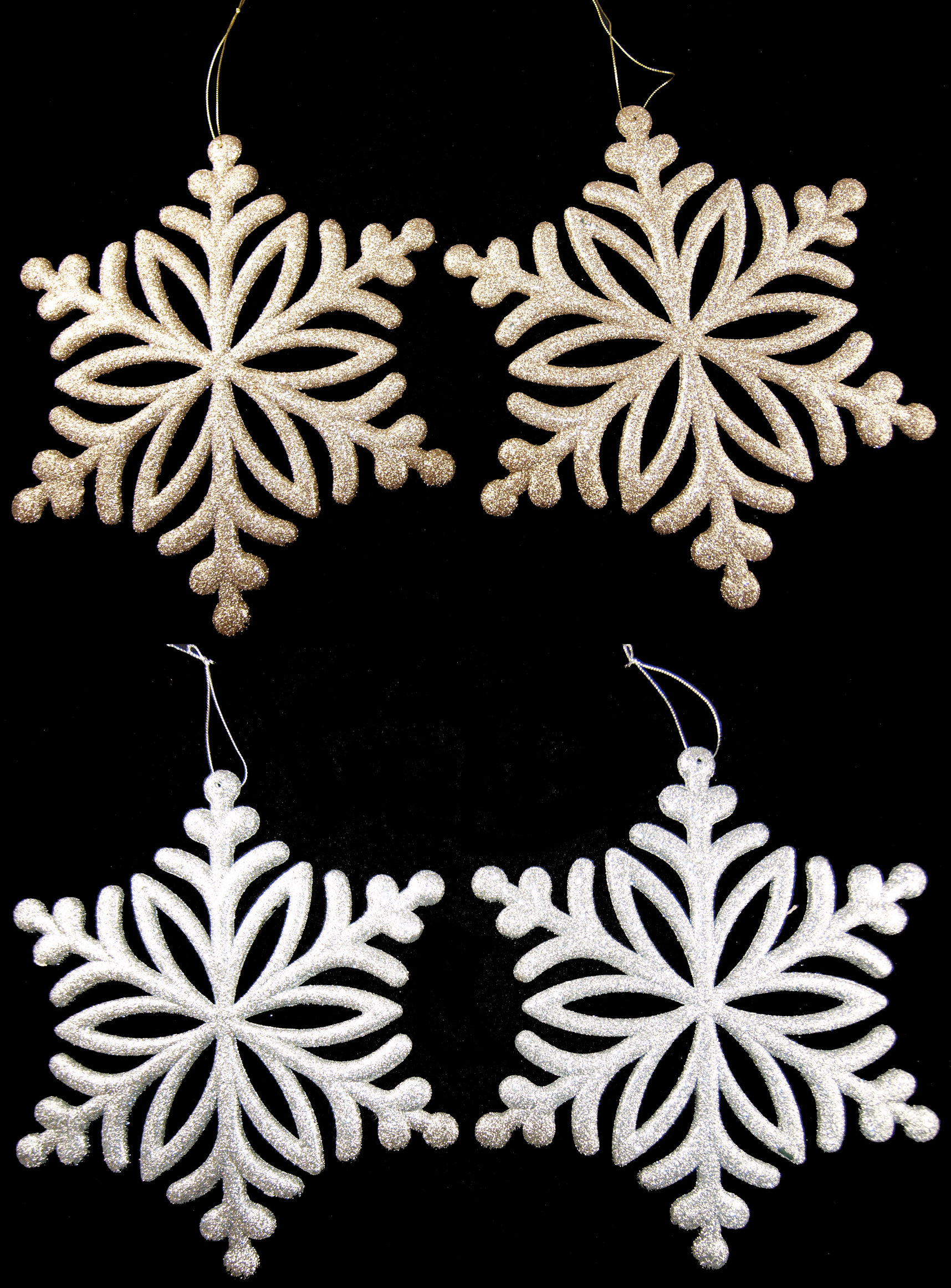 Set Of 2 Giant XL Hanging 27cm Glitter Snowflake Christmas ...