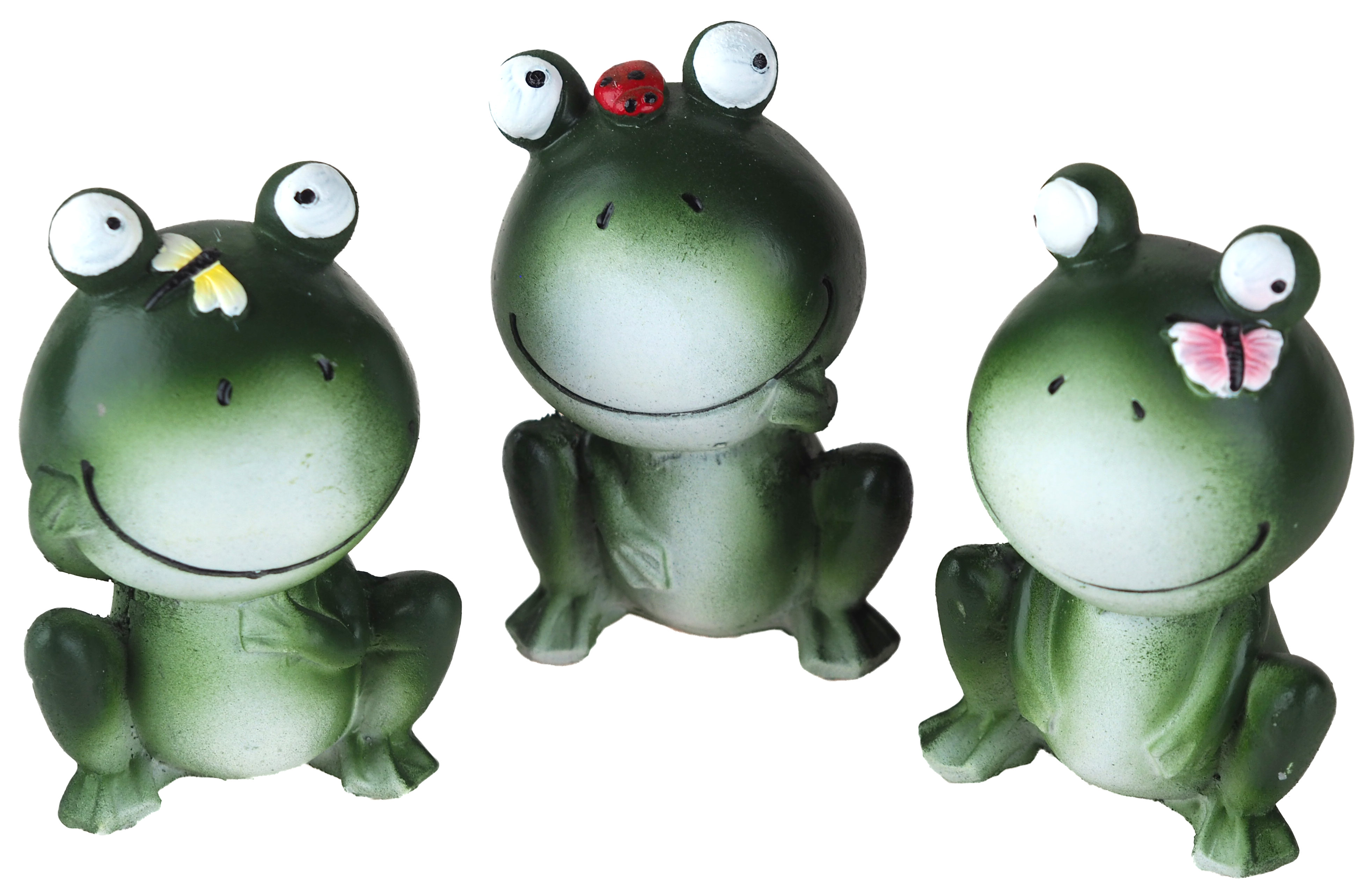 Cute Frog Garden Novelty Ornaments 10cm Figurines - Set of 3