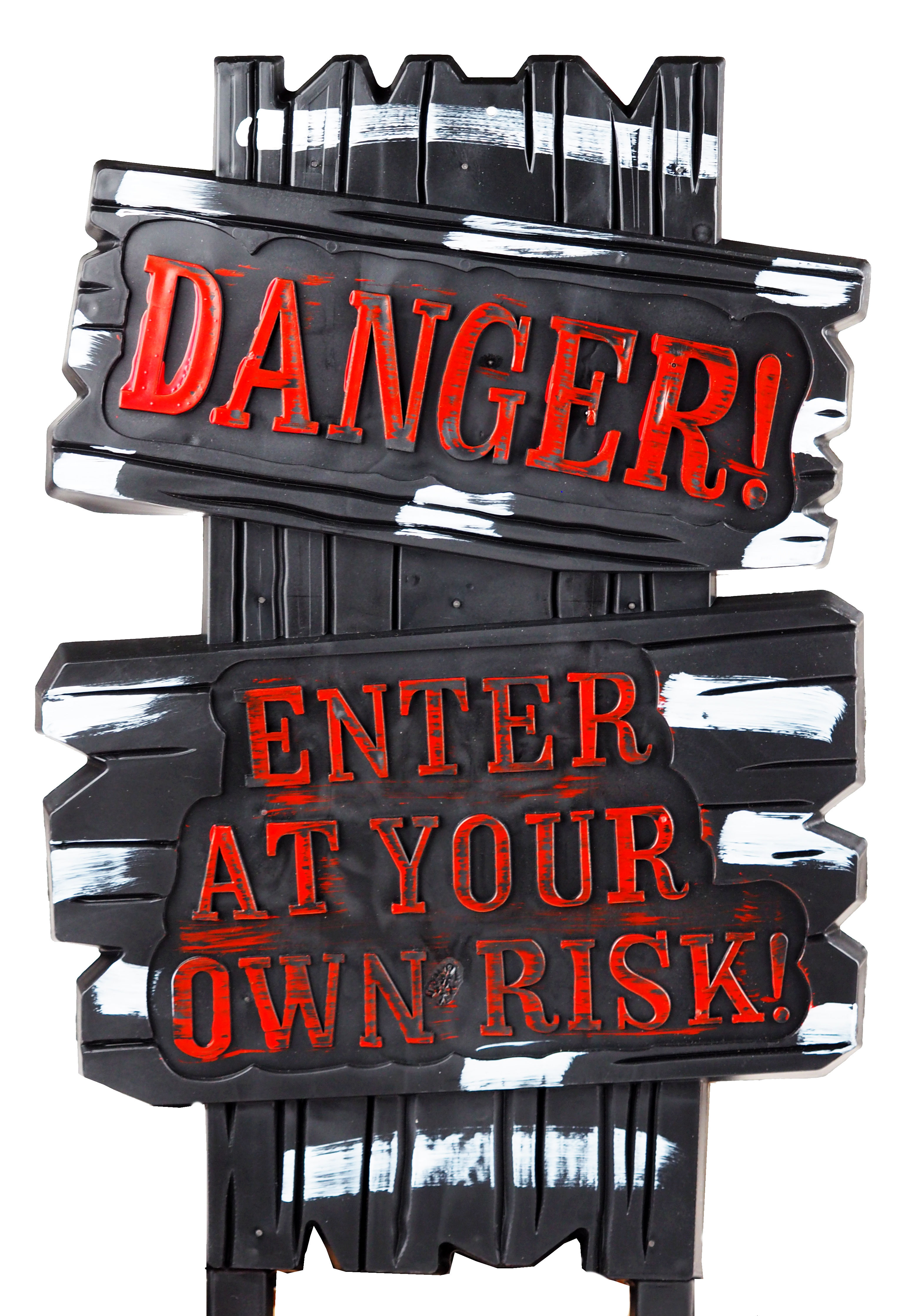 Halloween Garden Lawn Sign Decoration - Danger Enter At Own Risk (Set of 2)