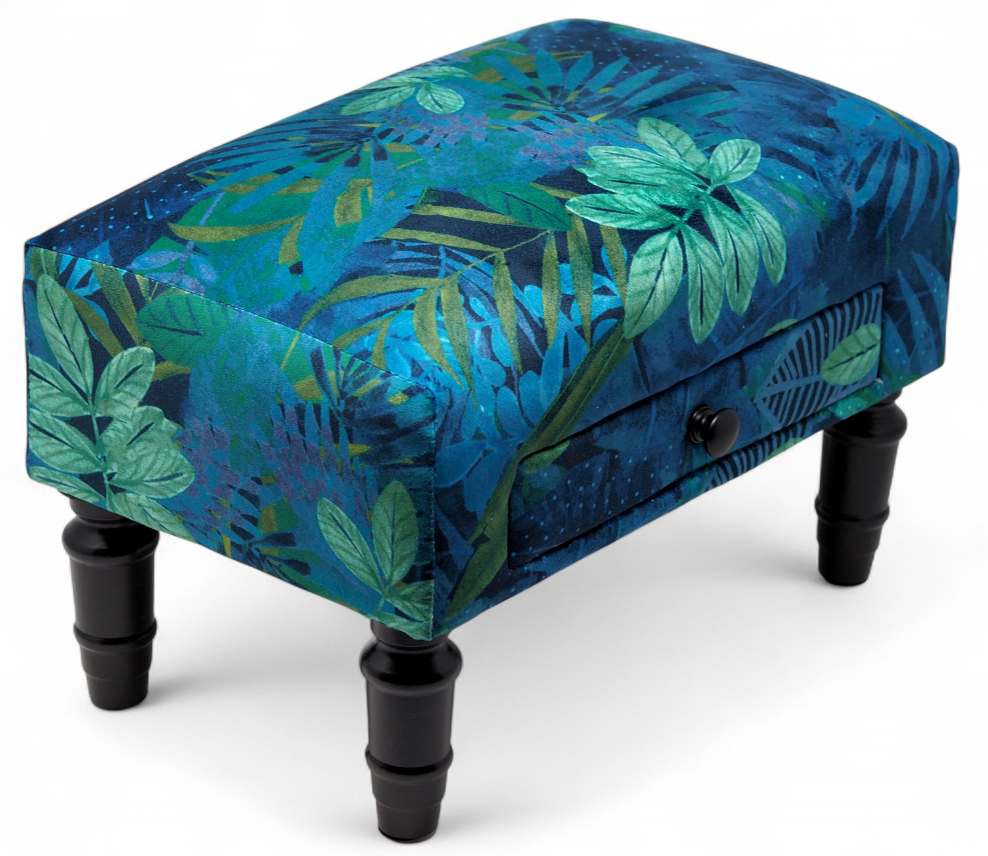 Upholstered Fabric & Wood Foot Rest Stool Footstool Ottoman - Choice of ...