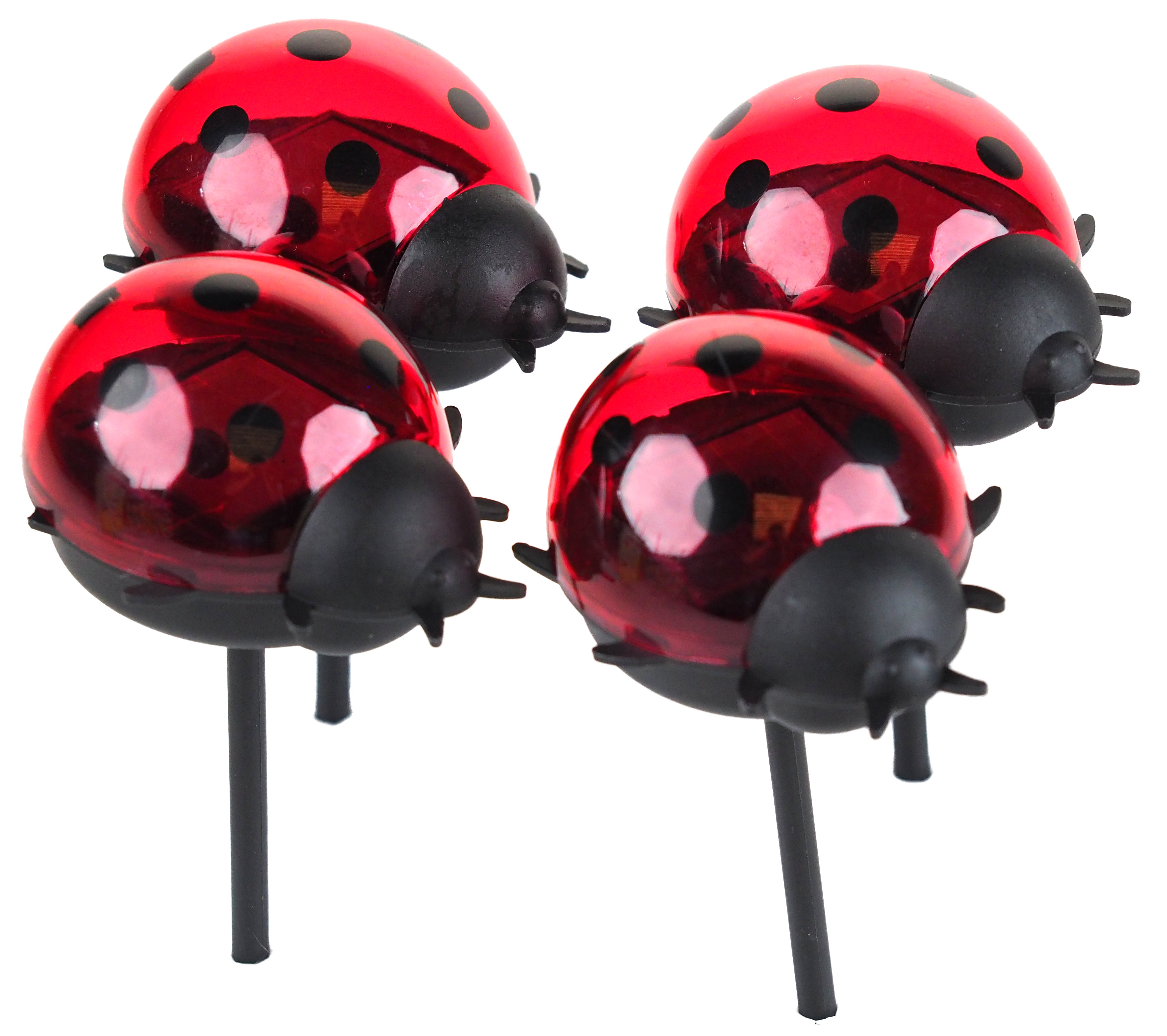 Ladybird Garden Solar Lights On Stake - Ideal For pots or pathway - Set of 4