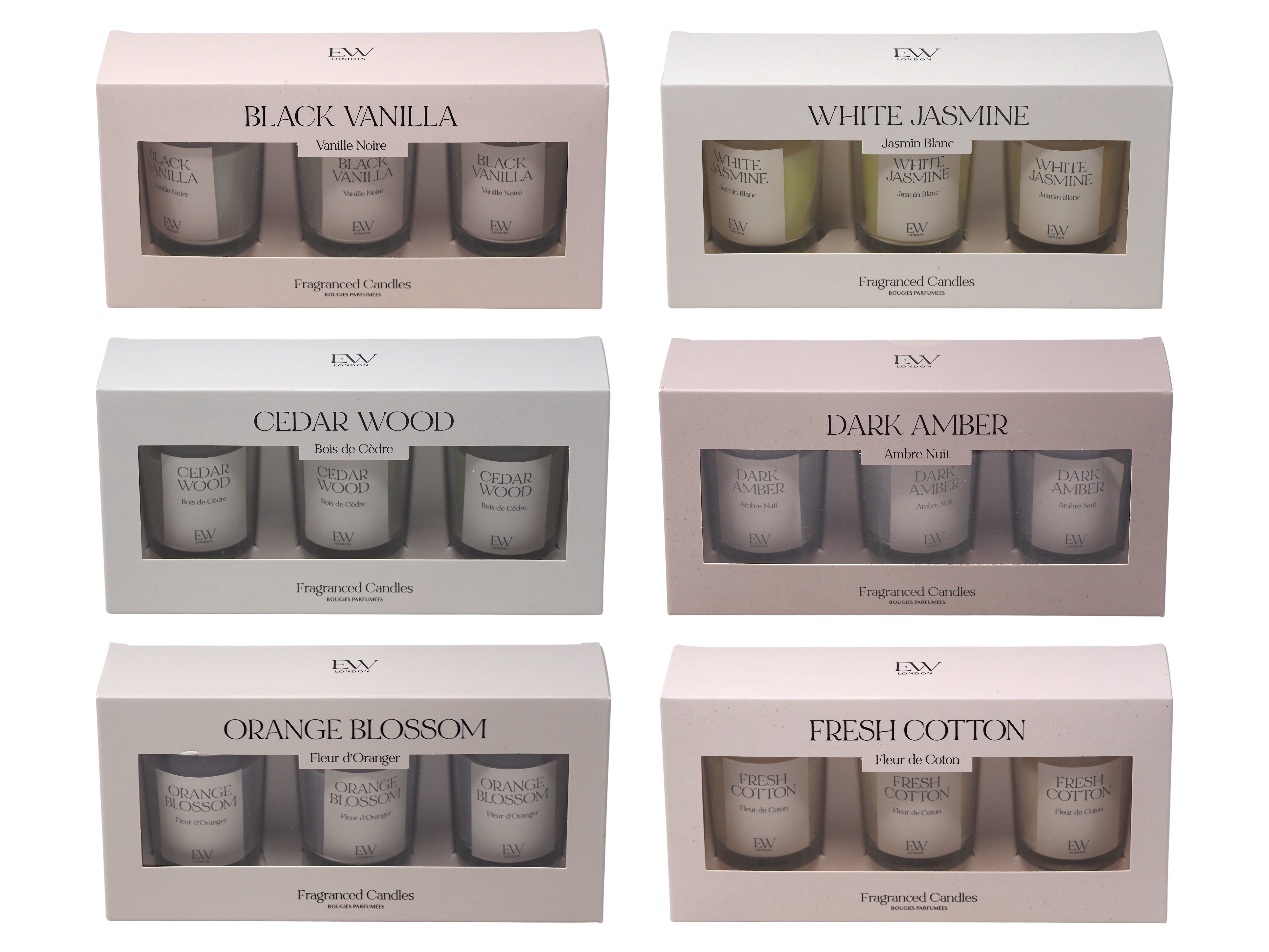 EW London Votive Scented Candles - Set of 6 Votives in Gift Boxes
