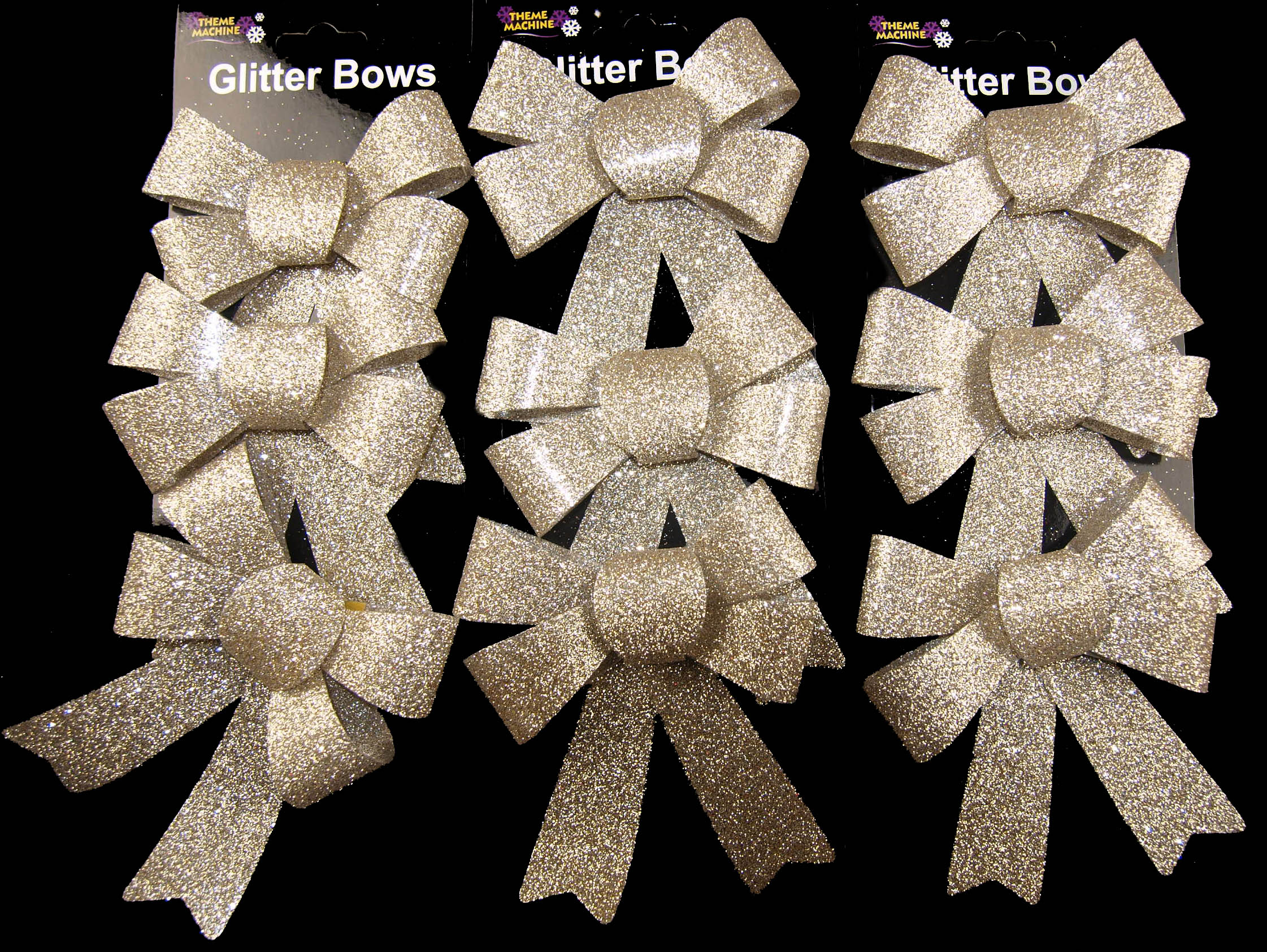 Glitter Bow Christmas Tree Baubles Decorations (Set of 9) eBay