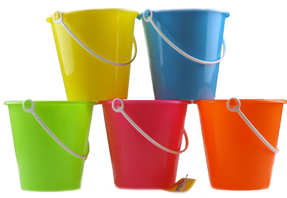 Mixed Colour Beach Buckets Wholesale Bulk Buy - Toyrific - Set of 10