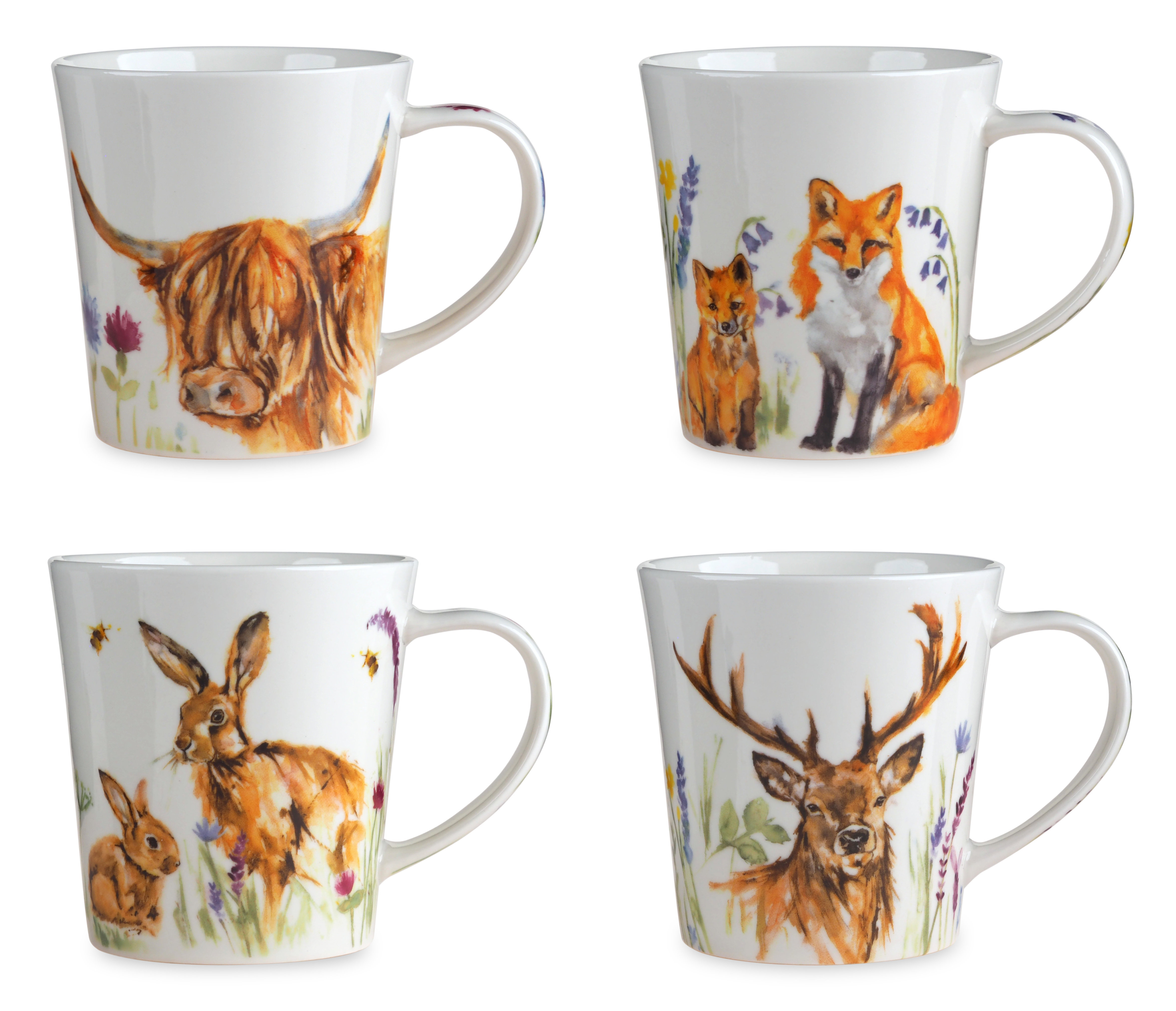 Watercolour Wildlife Animal Design Ceramic China Mug Cup - Choice of Designs