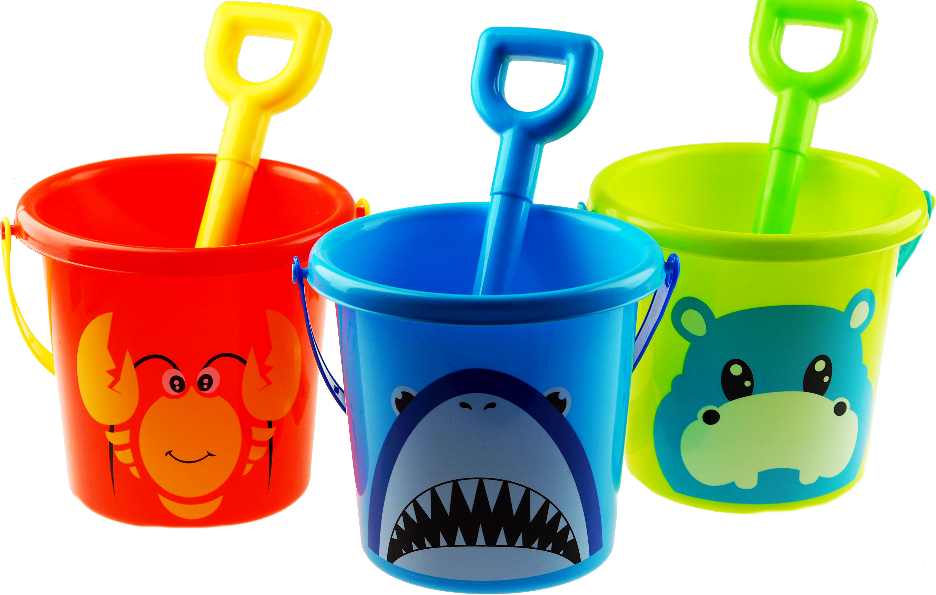 Animal Buckets And Spades - Shark Lobster Hippo Characters (Set of 3)