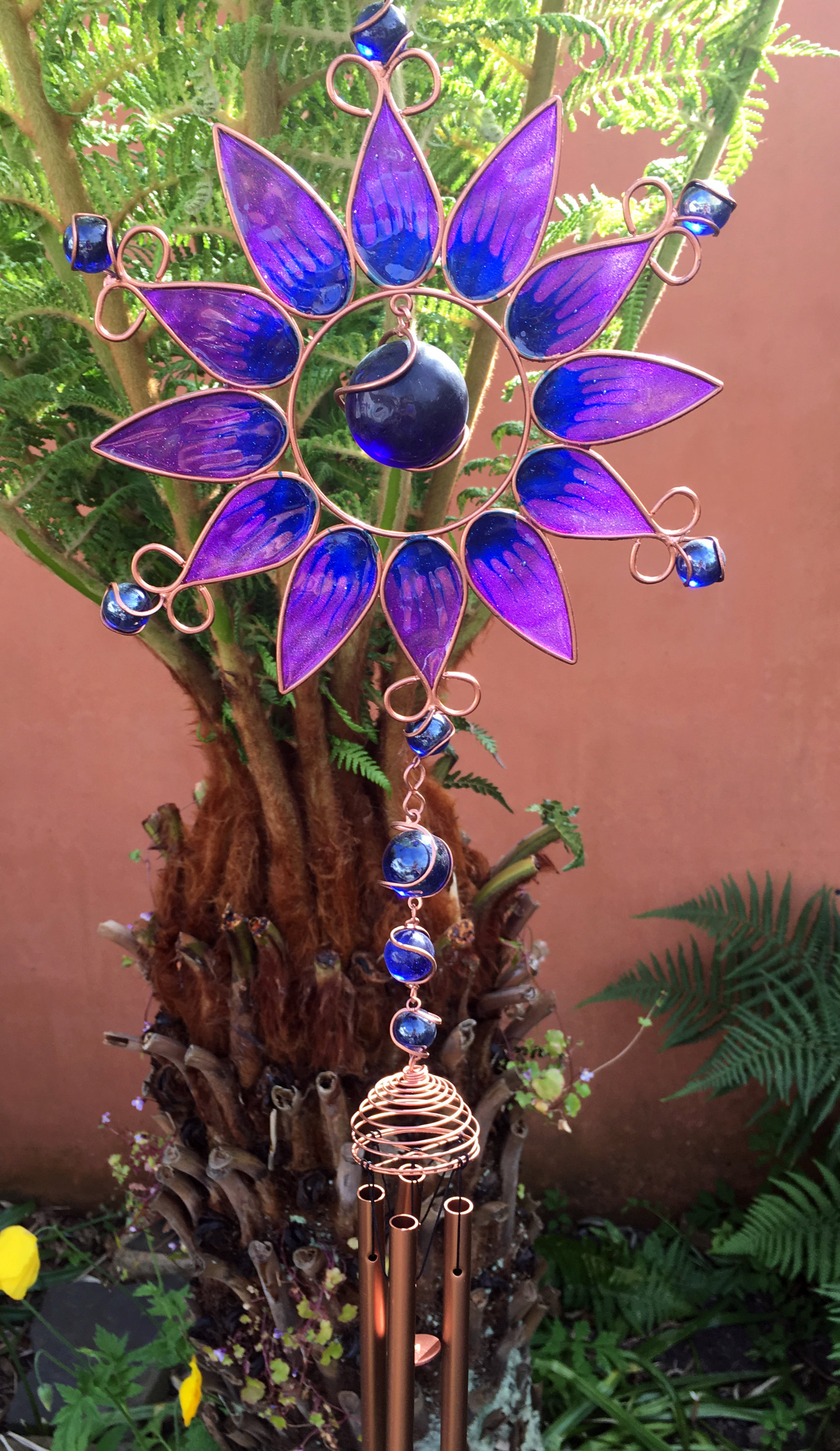 Large Metal & Glass Hanging Sun Catcher / Wind Chime Home Garden Decorations - Picture 72 of 94