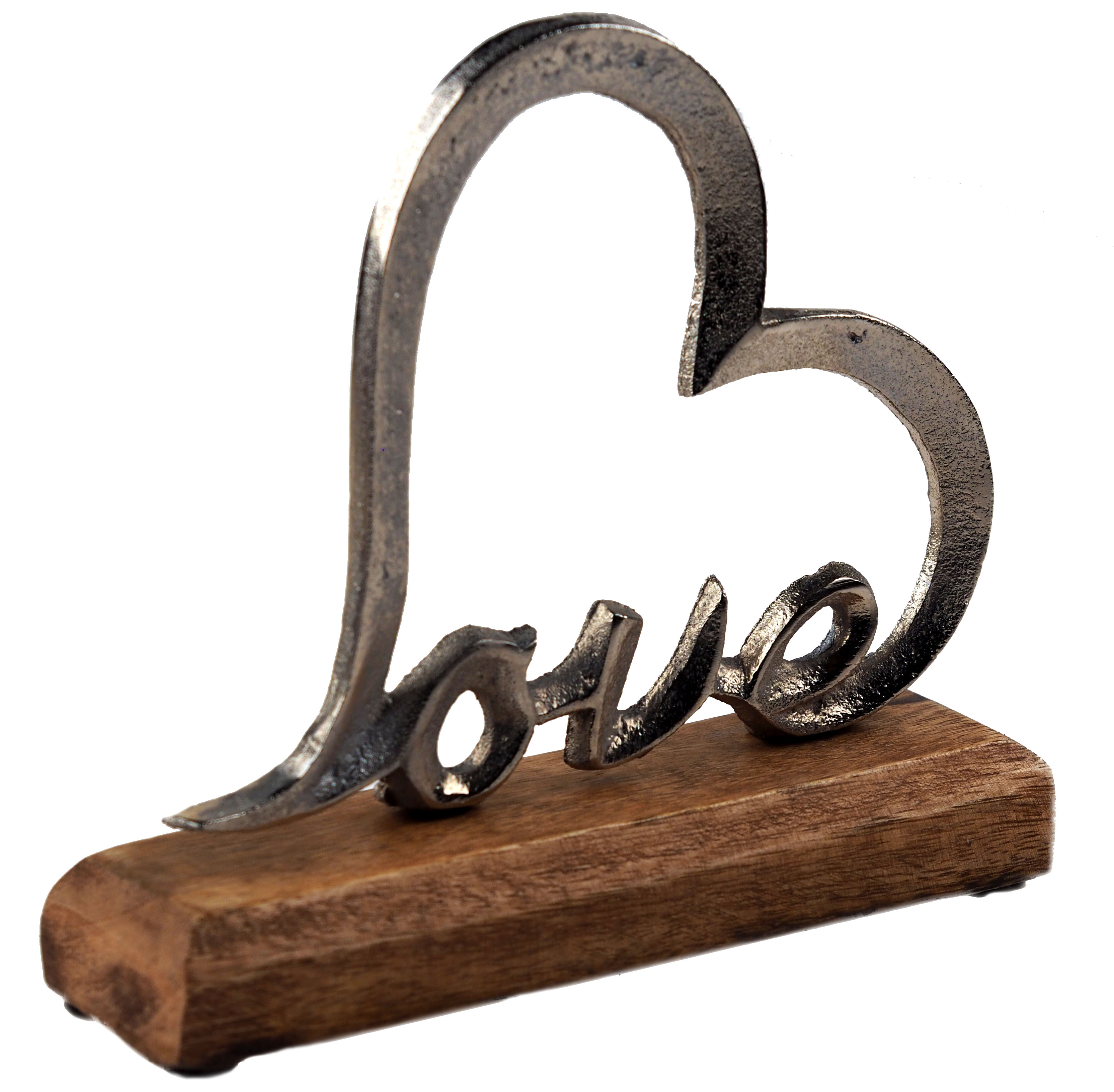 Love Ornament Word On 17cm Wooden Base - Wedding Or Home Gift