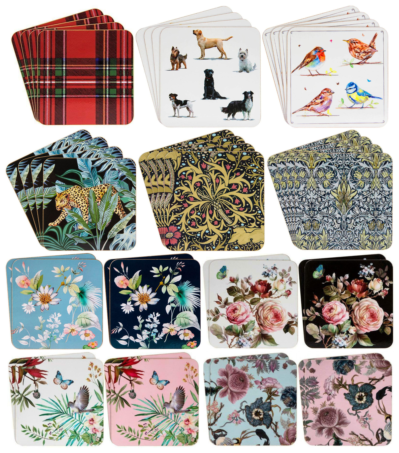 Set of 4 Hardback Laminated Coasters Various Designs eBay