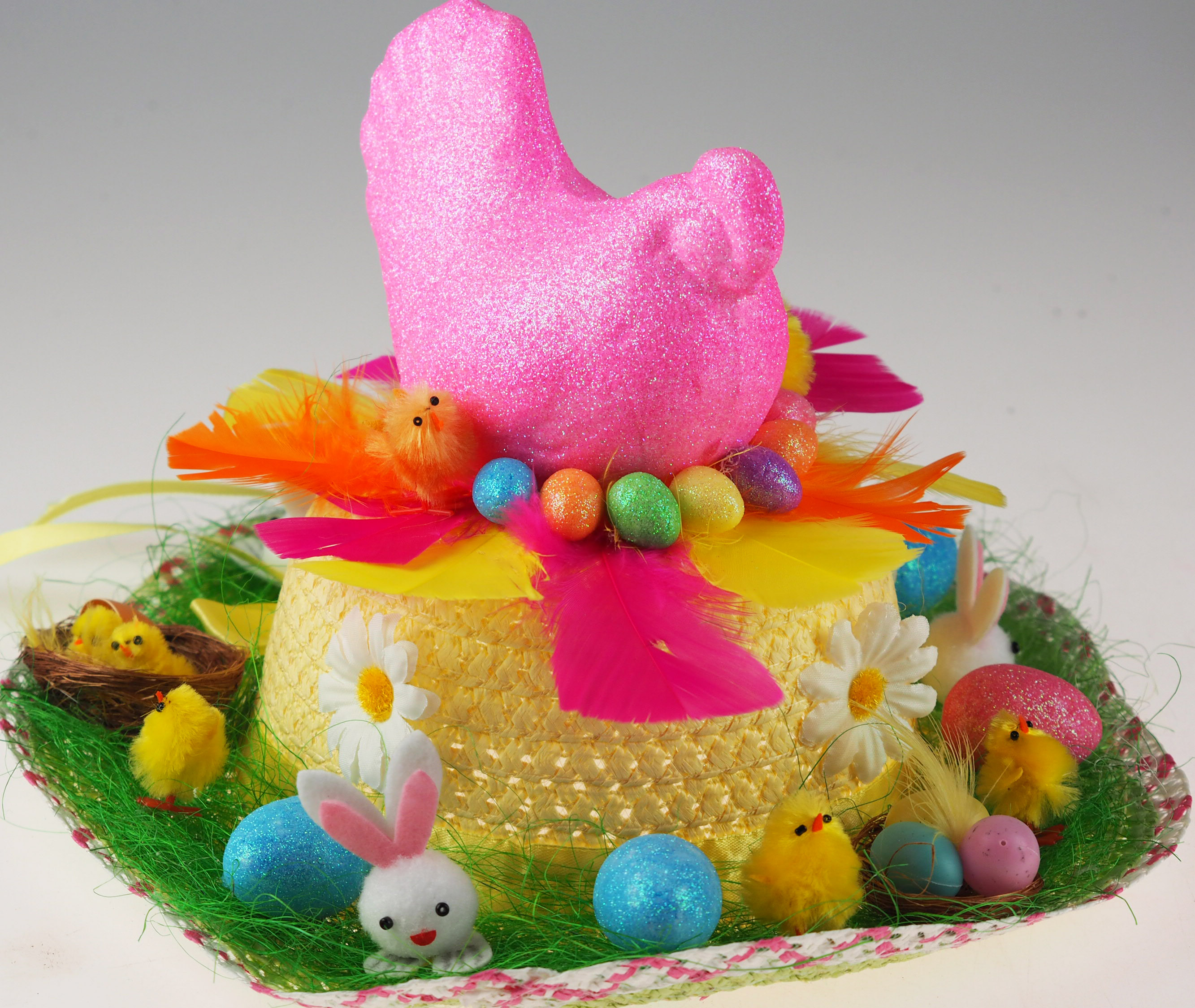 XL Foam Yellow Glitter Hen Easter Centre Piece Decoration Art Craft Use