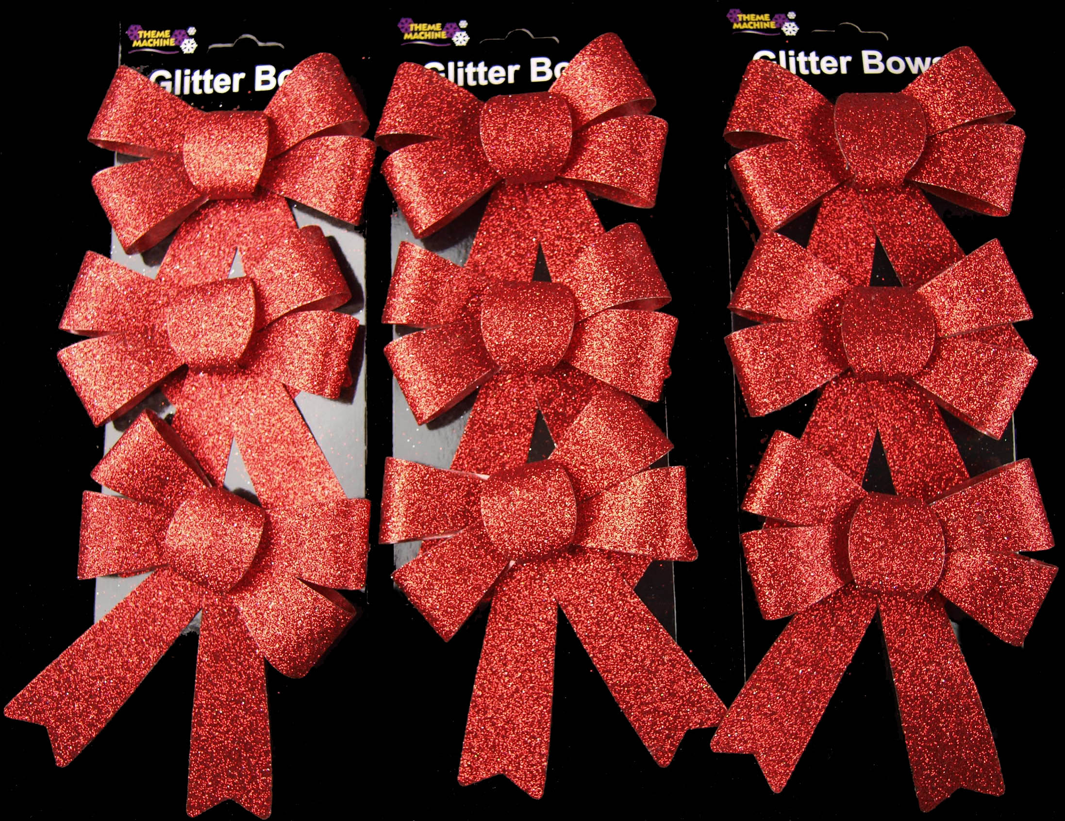 Glitter Bow Christmas Tree Baubles Decorations (Set of 9) eBay