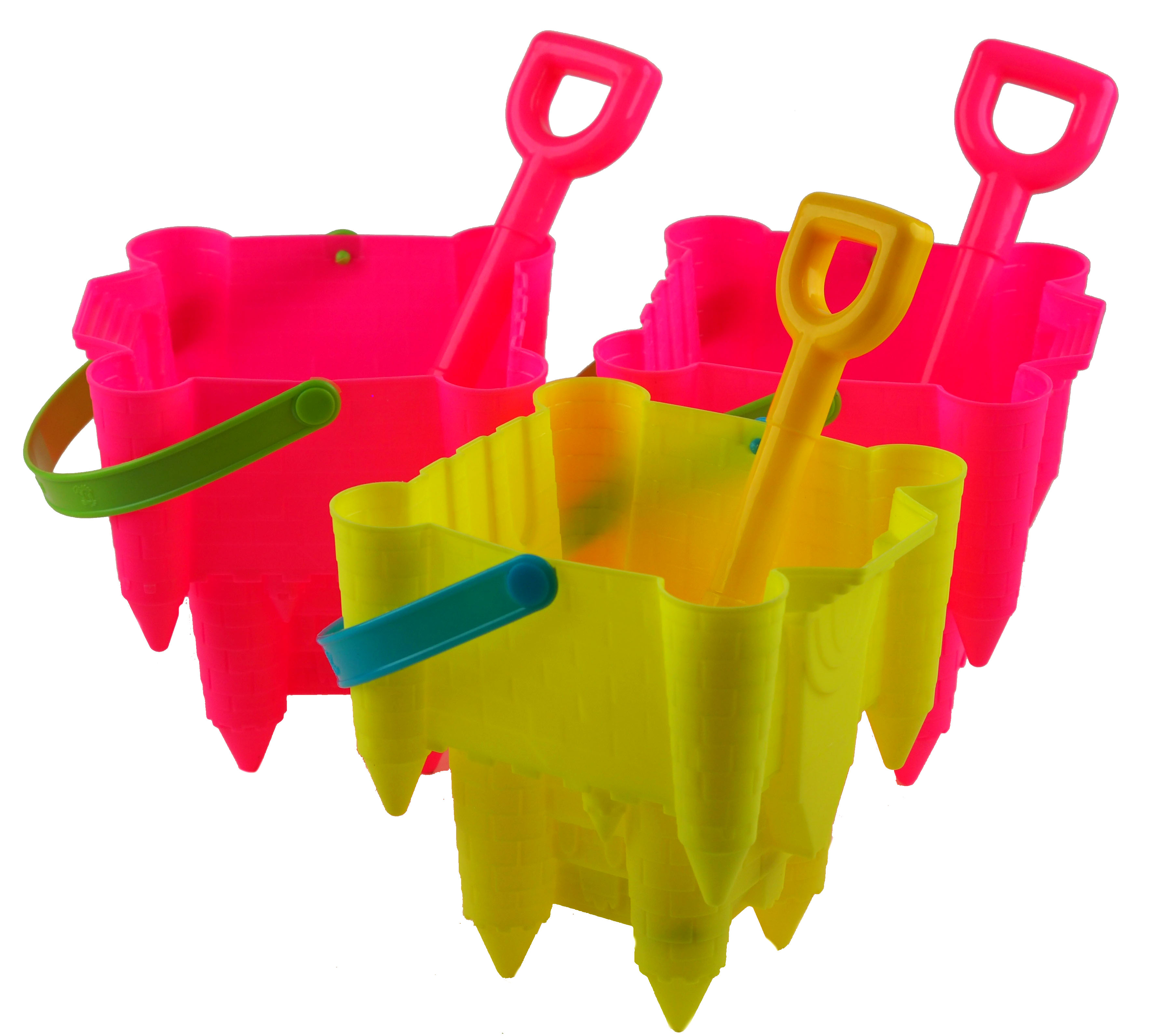 Sand Castle Shaped Bucket And Spade - Pink Yellow (Set of 3)