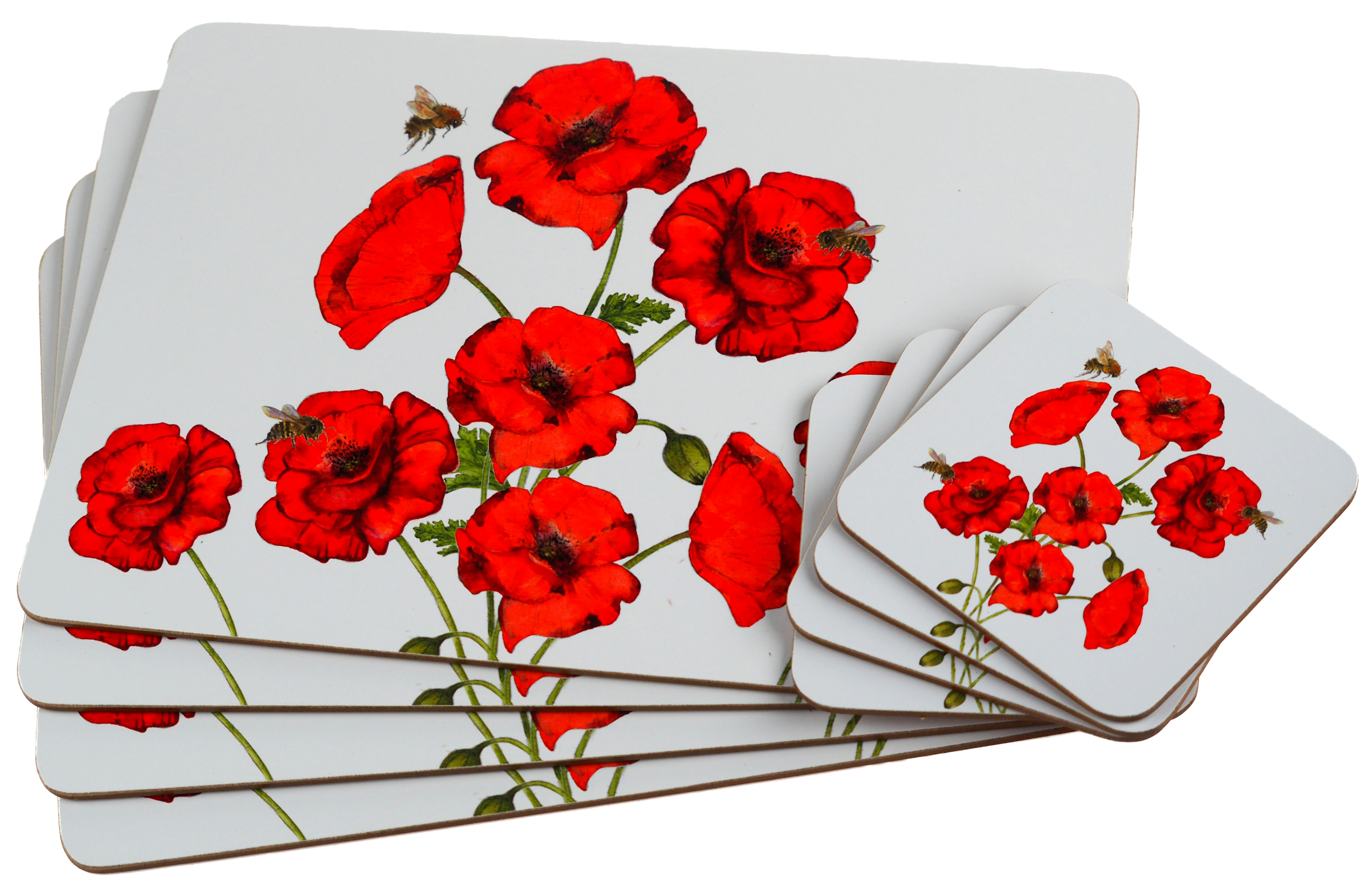 Poppy Dinner Place Mats And 4 Coasters (Set of 4)