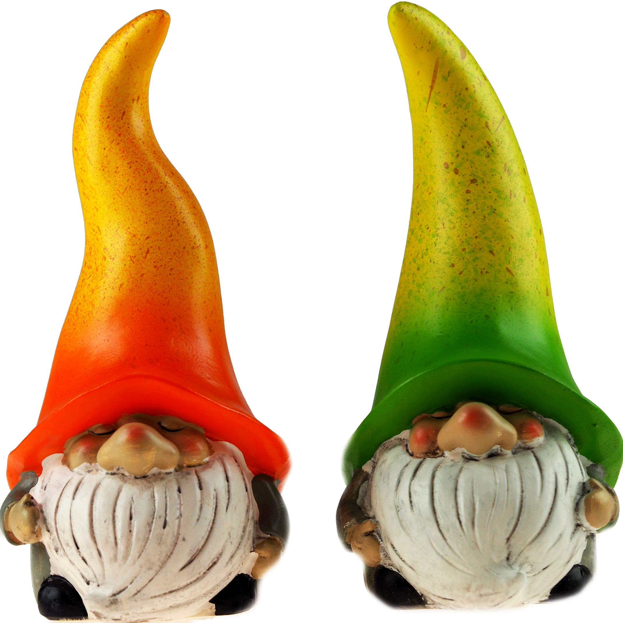 Set Of 2 Large Hat 17cm Garden Gnome Ornaments Figurines - Orange