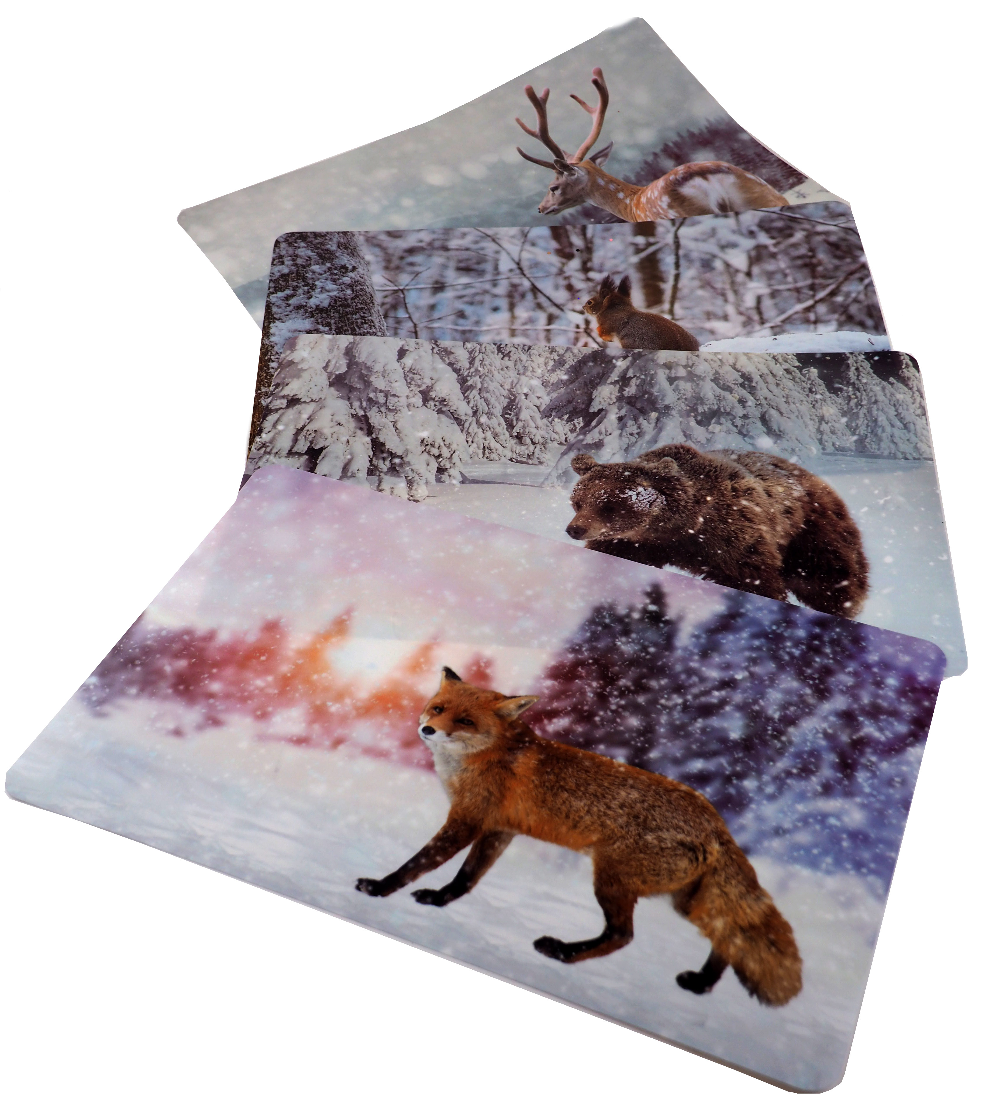 Winter Wildlife Christmas Table Placemats - 28 x 34cm Wipe Clean Plastic (4)