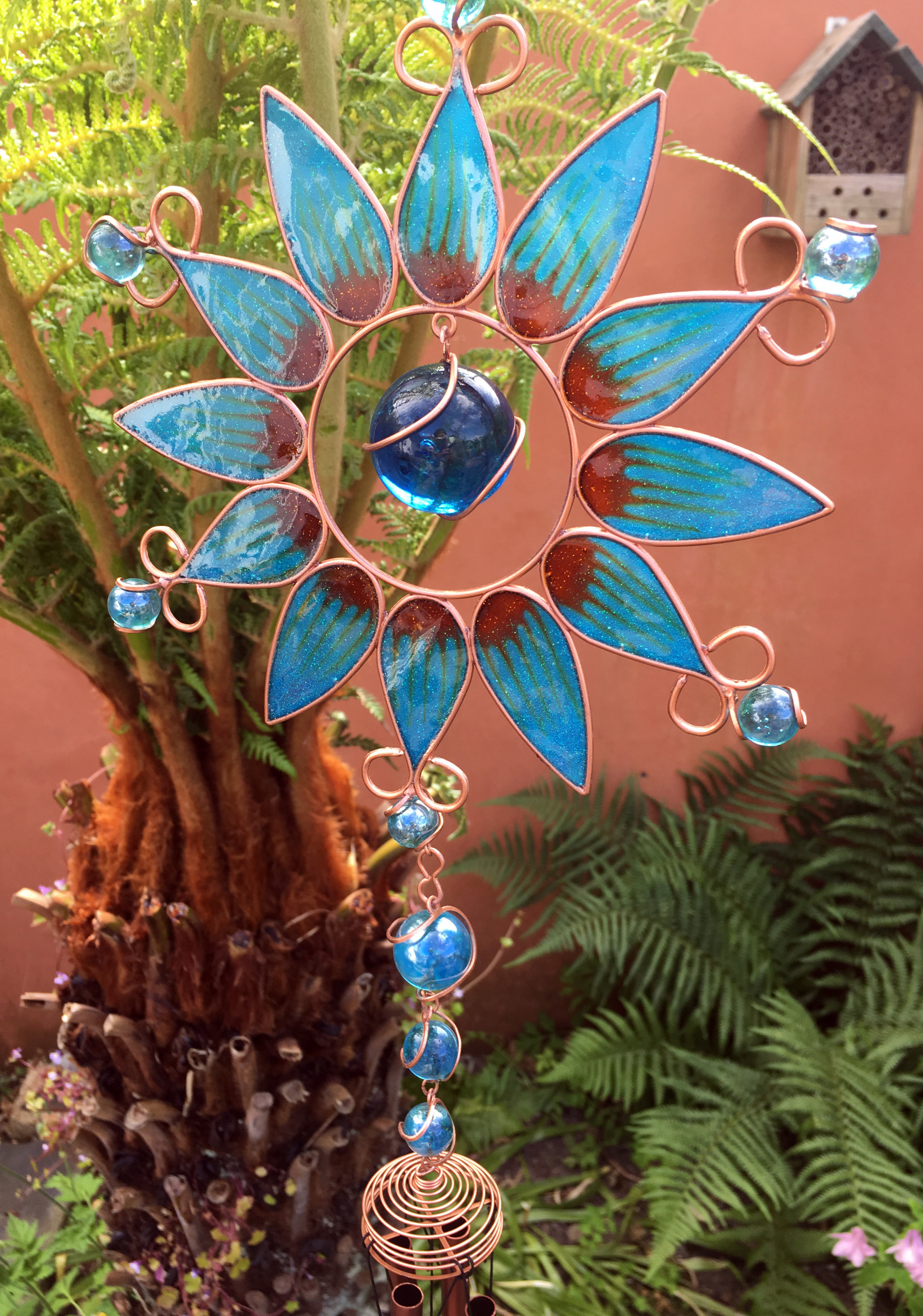 Large Metal & Glass Hanging Sun Catcher / Wind Chime Home Garden Decorations - Picture 70 of 94