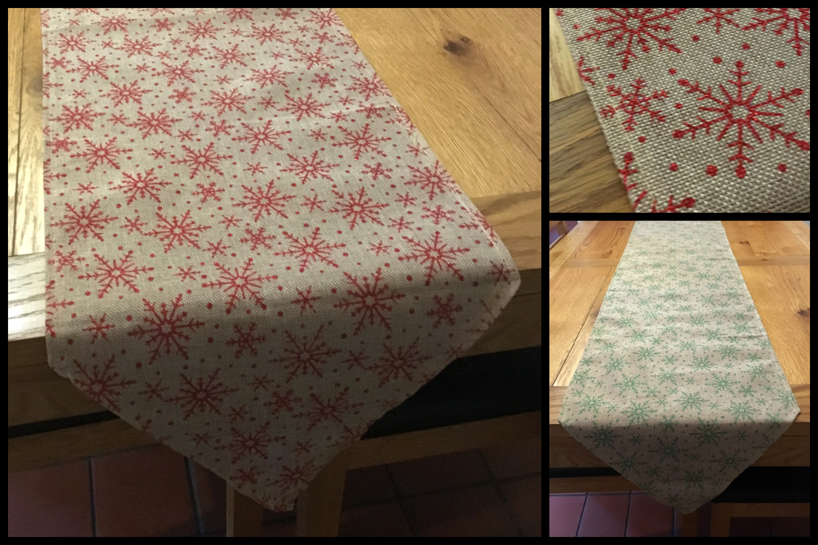 Jute Hessian Christmas Glitter Snowflake Dinner Table Runner