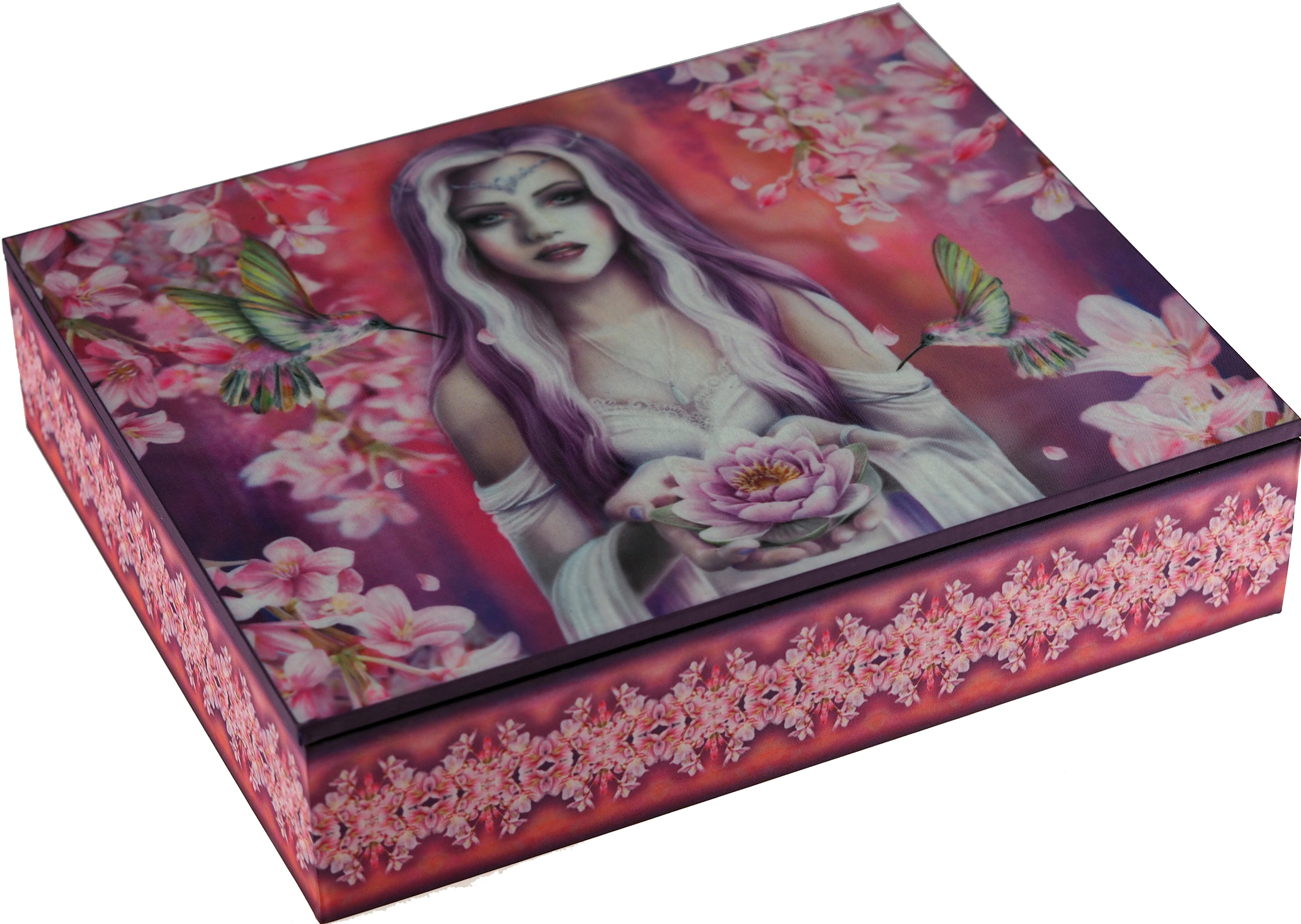 Older Girls Pink Floral Fairy Elora's Lined Jewellery Box 25cm