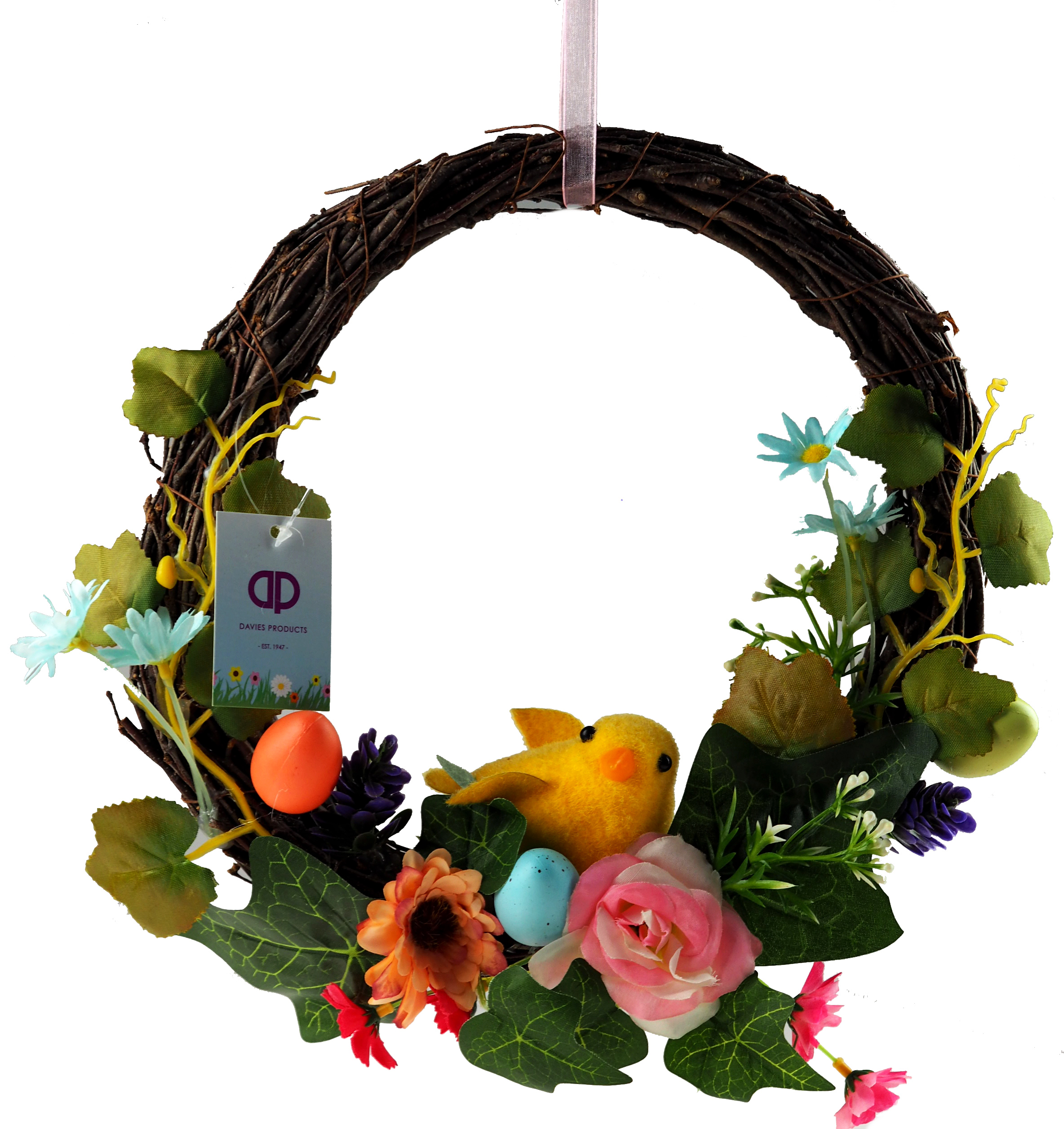 Large 28cm Easter Chick Door Wreath Decoration