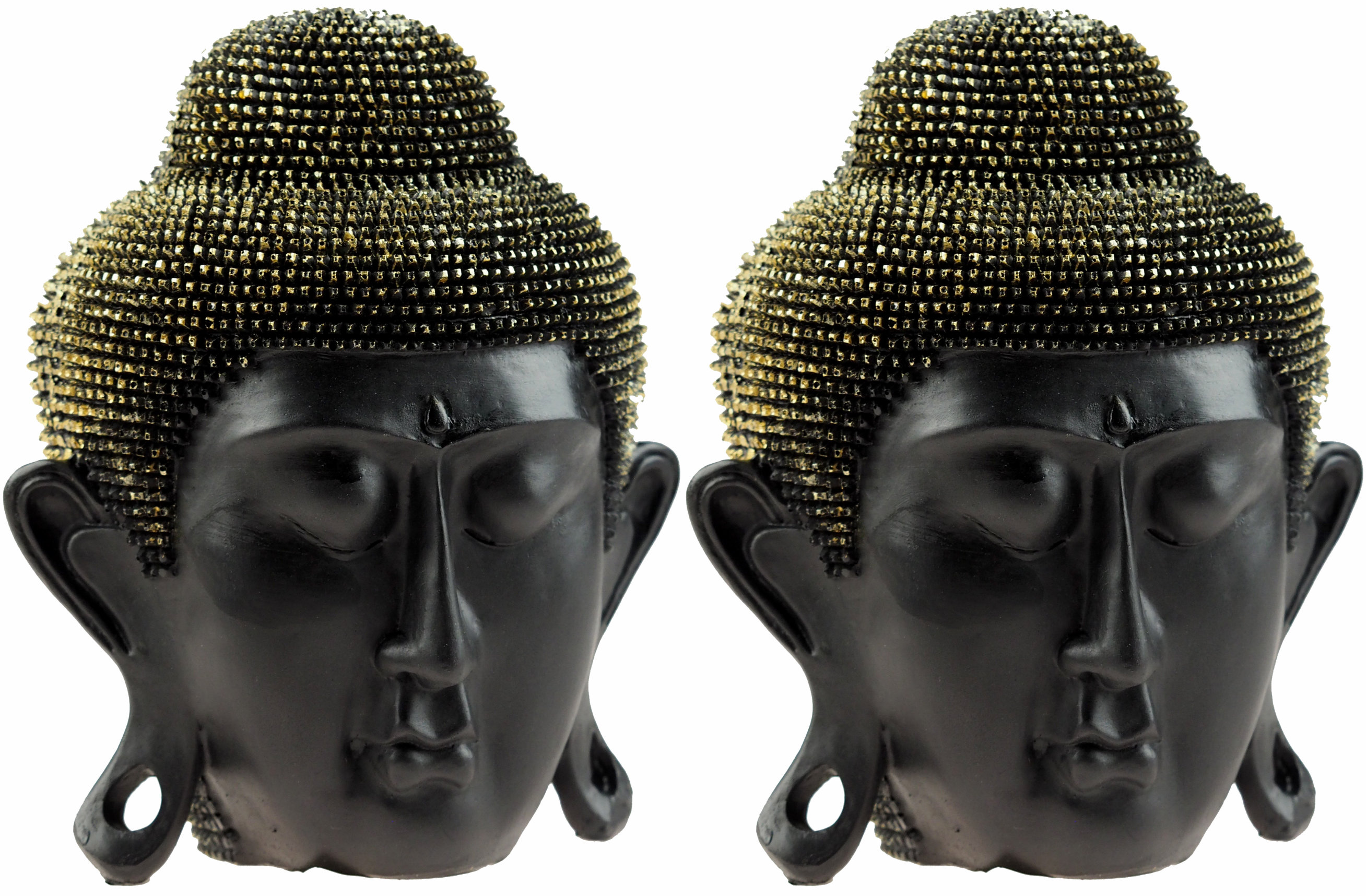 17cm Black Gold Thai Buddha Head Ornament (Set of 2)